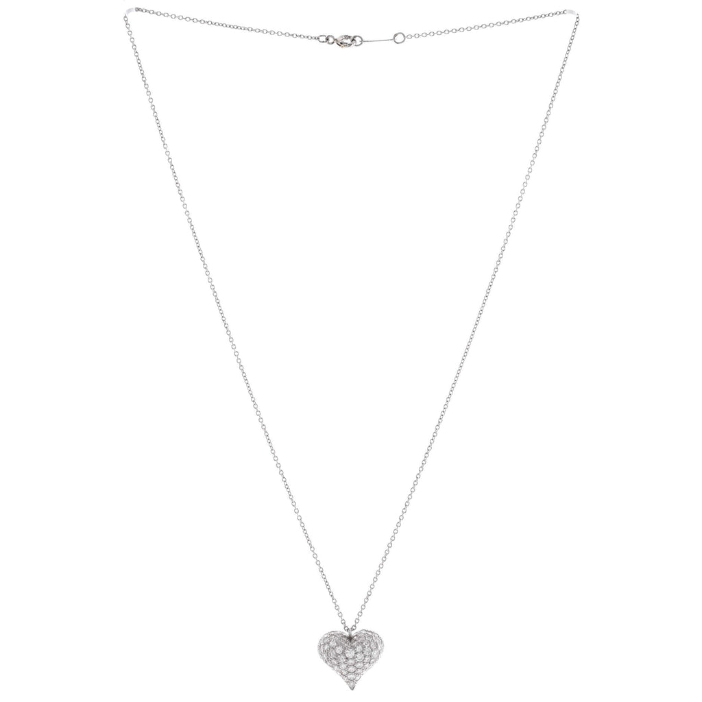 Heart Pendant Necklace Platinum with Pave Diamonds