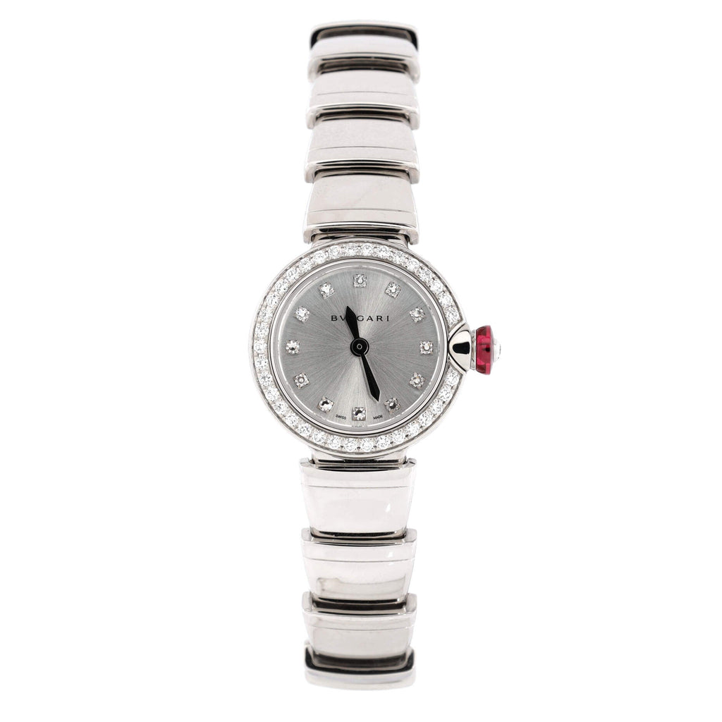 LVCEA Quartz Watch White Gold with Diamond Bezel and Markers 23