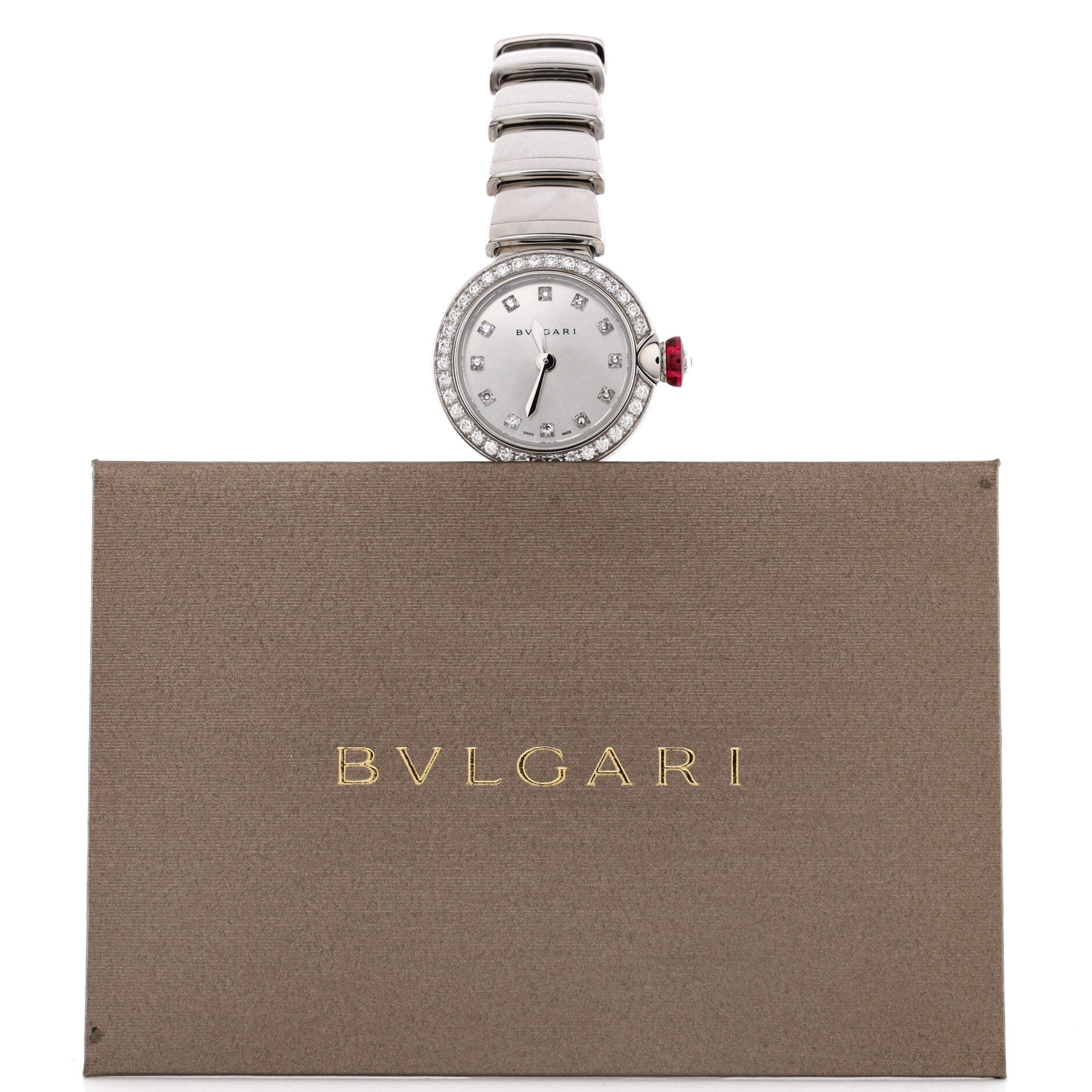 LVCEA Quartz Watch White Gold with Diamond Bezel and Markers 23