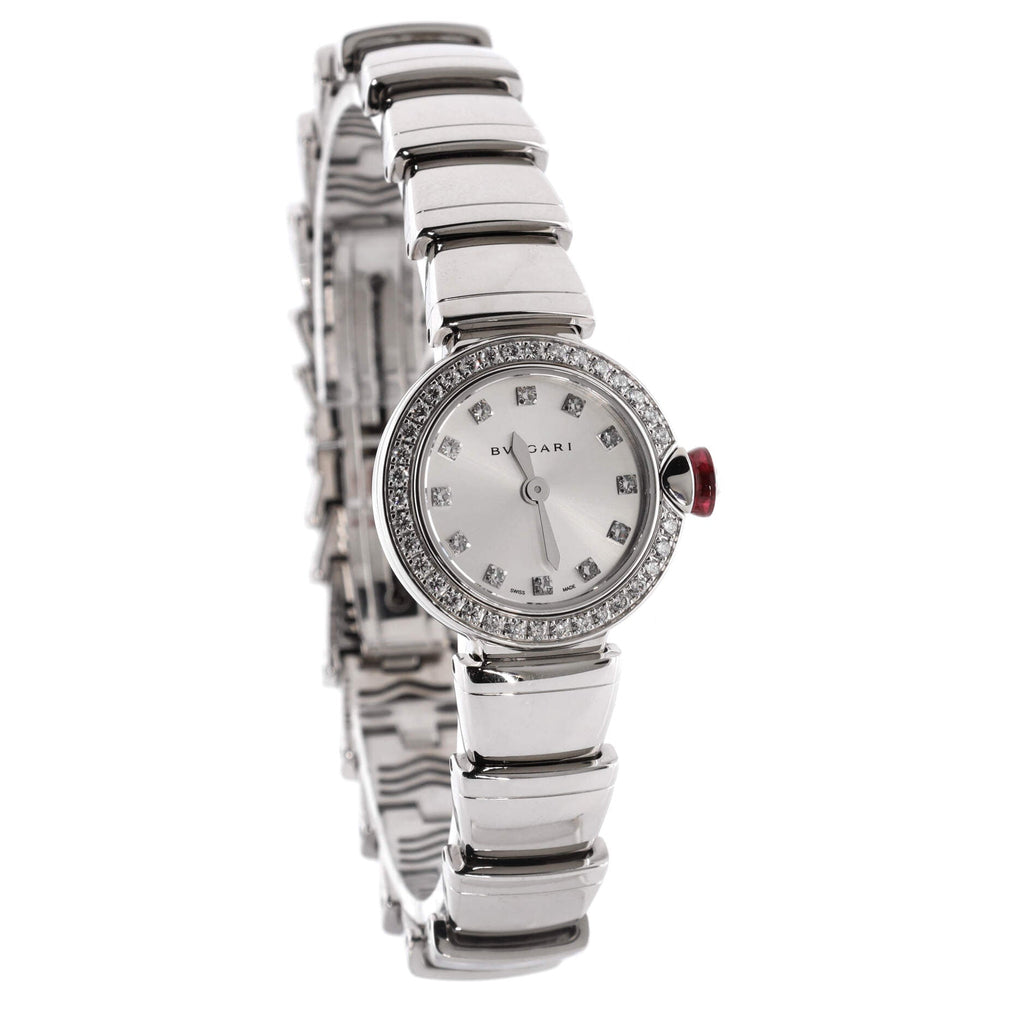 LVCEA Quartz Watch White Gold with Diamond Bezel and Markers 23