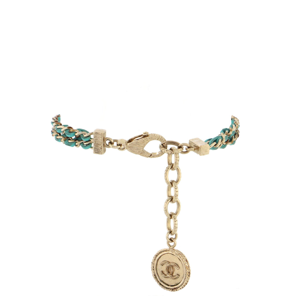 Chain CC Logo Bracelet Metal with Leather