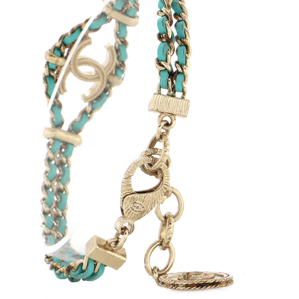 Chain CC Logo Bracelet Metal with Leather