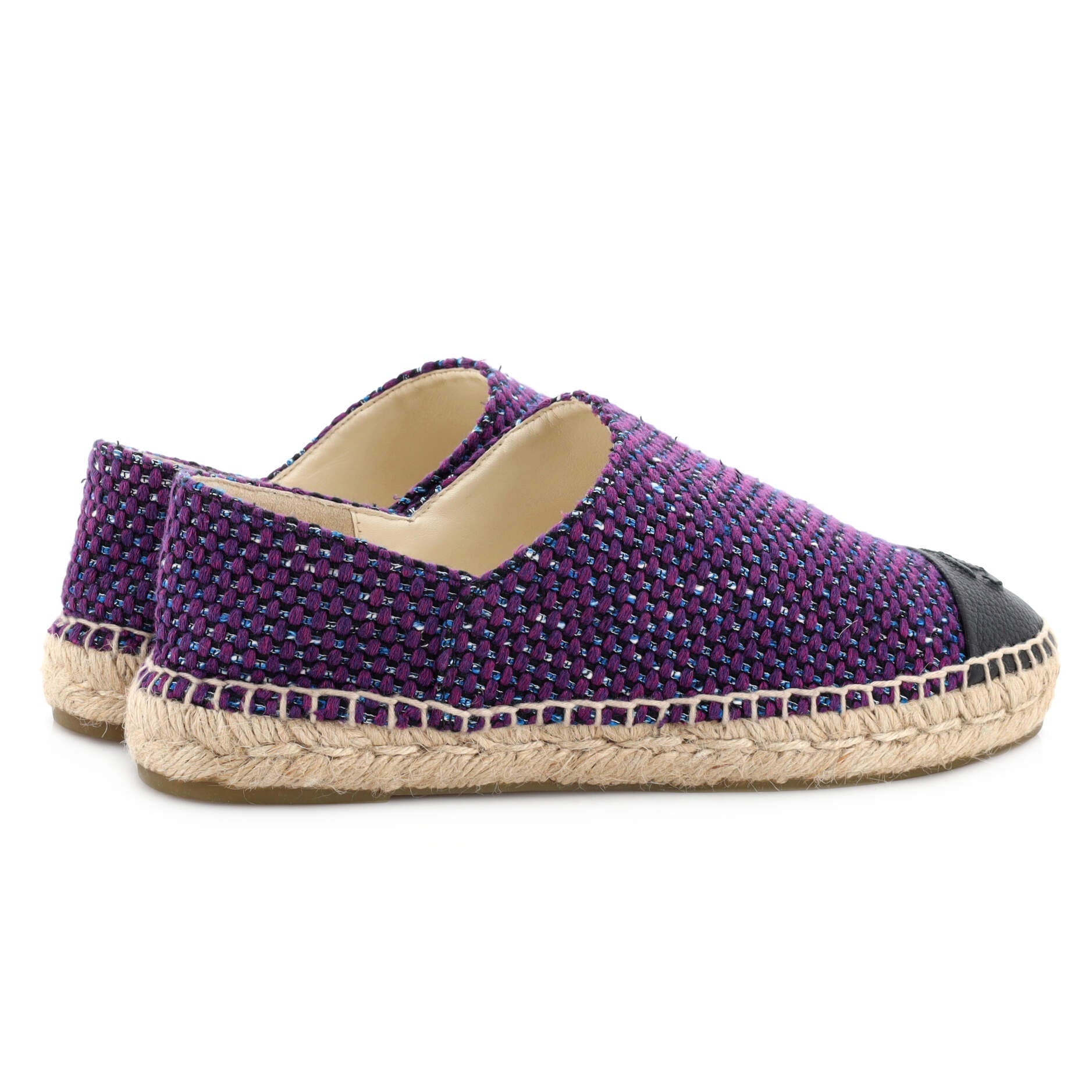 Women's CC Logo Cap Toe Espadrilles Tweed with Leather
