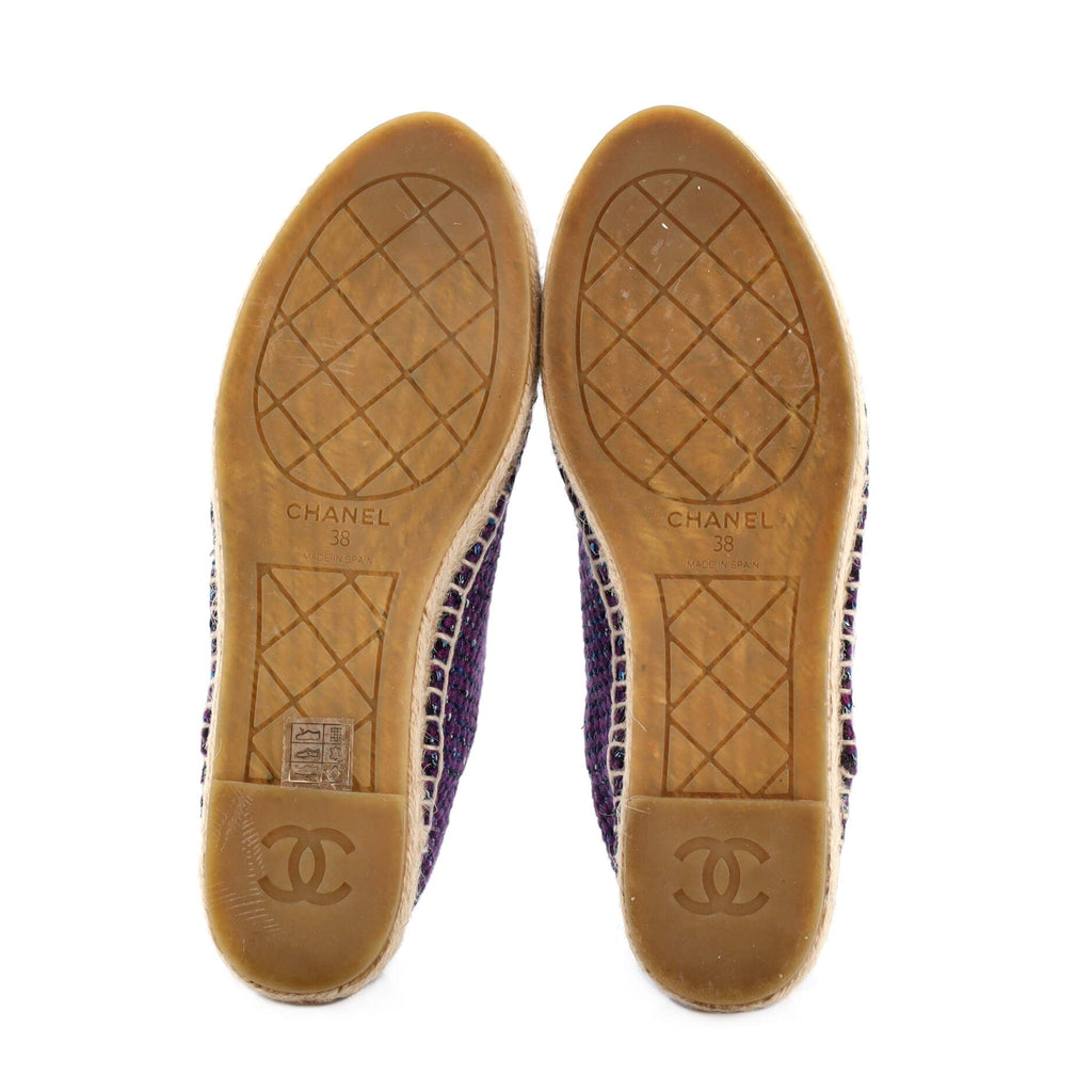 Women's CC Logo Cap Toe Espadrilles Tweed with Leather