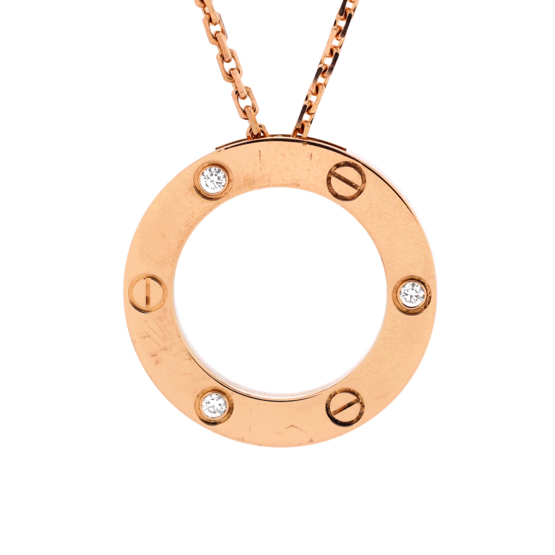 3 Diamonds Love Pendant Necklace 18K Rose Gold and Diamonds