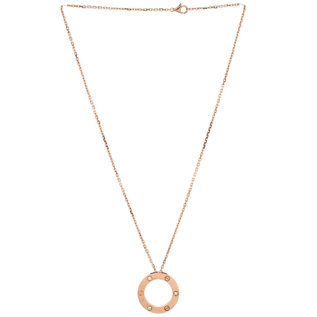 3 Diamonds Love Pendant Necklace 18K Rose Gold and Diamonds