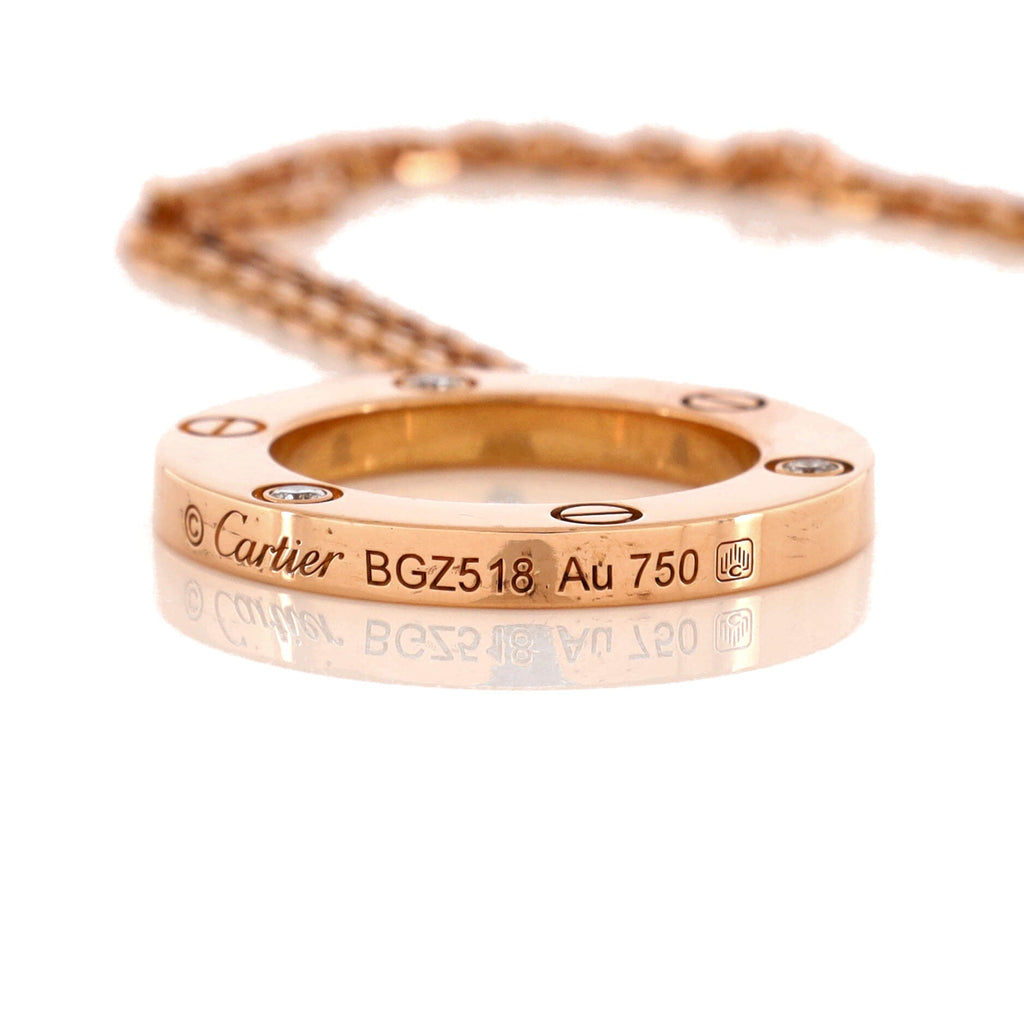 3 Diamonds Love Pendant Necklace 18K Rose Gold and Diamonds