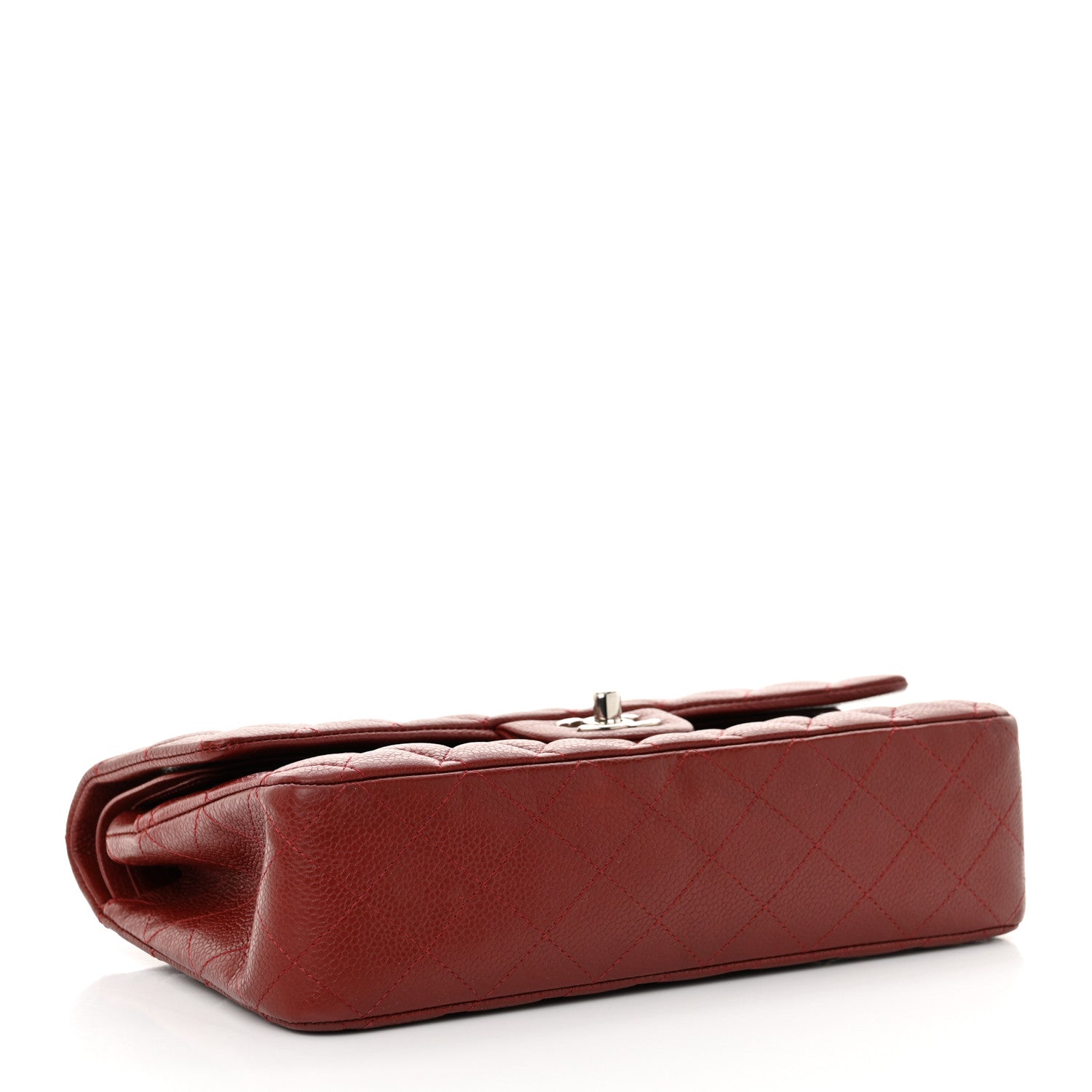 Caviar Quilted Medium Double Flap Burgundy