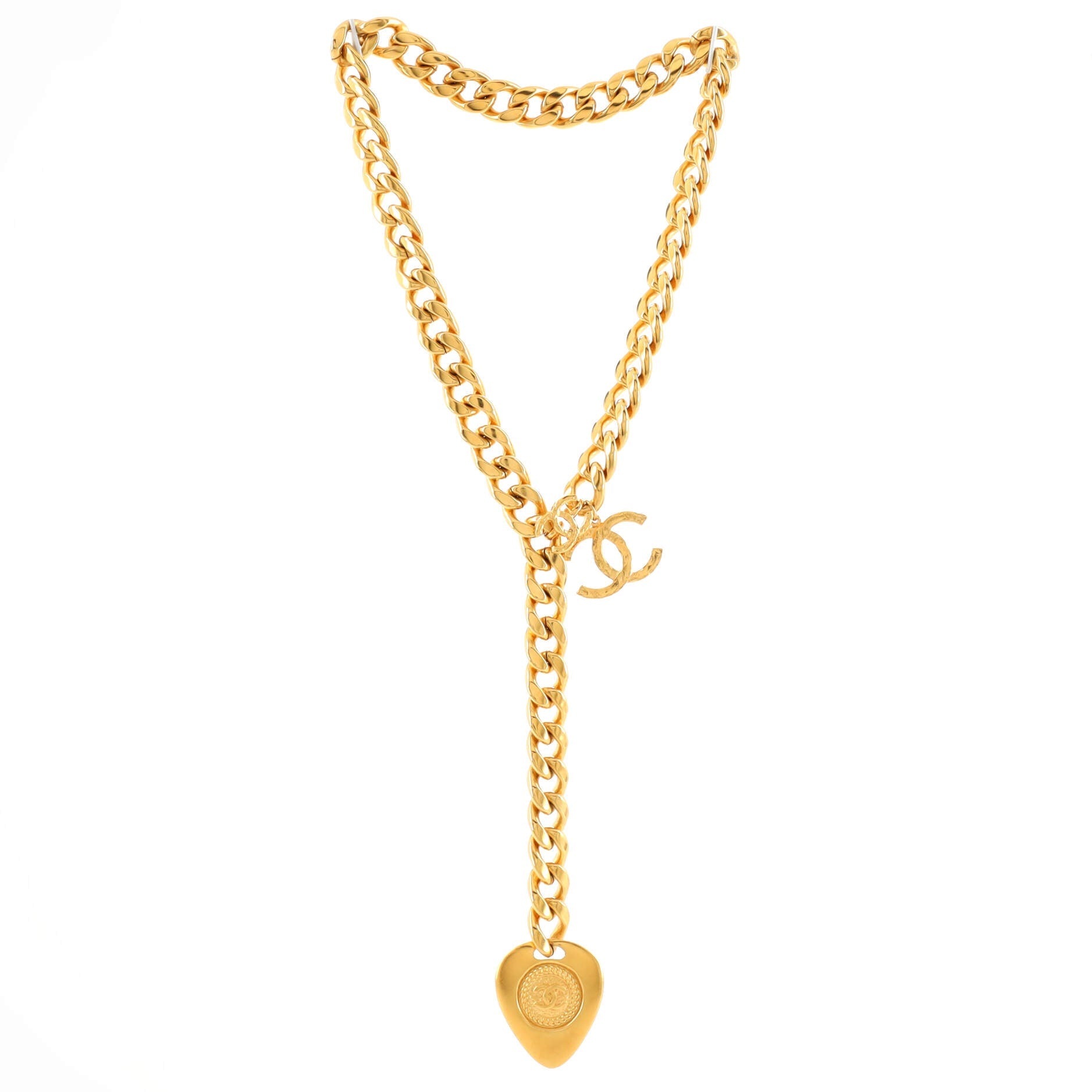 CC Heart Lariat Necklace Metal