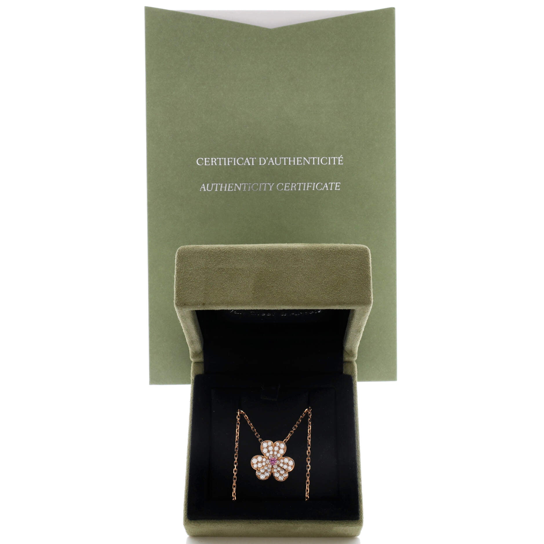 Frivole Pendant Necklace 18K Rose Gold with Pink Sapphire and Pave Diamonds Small