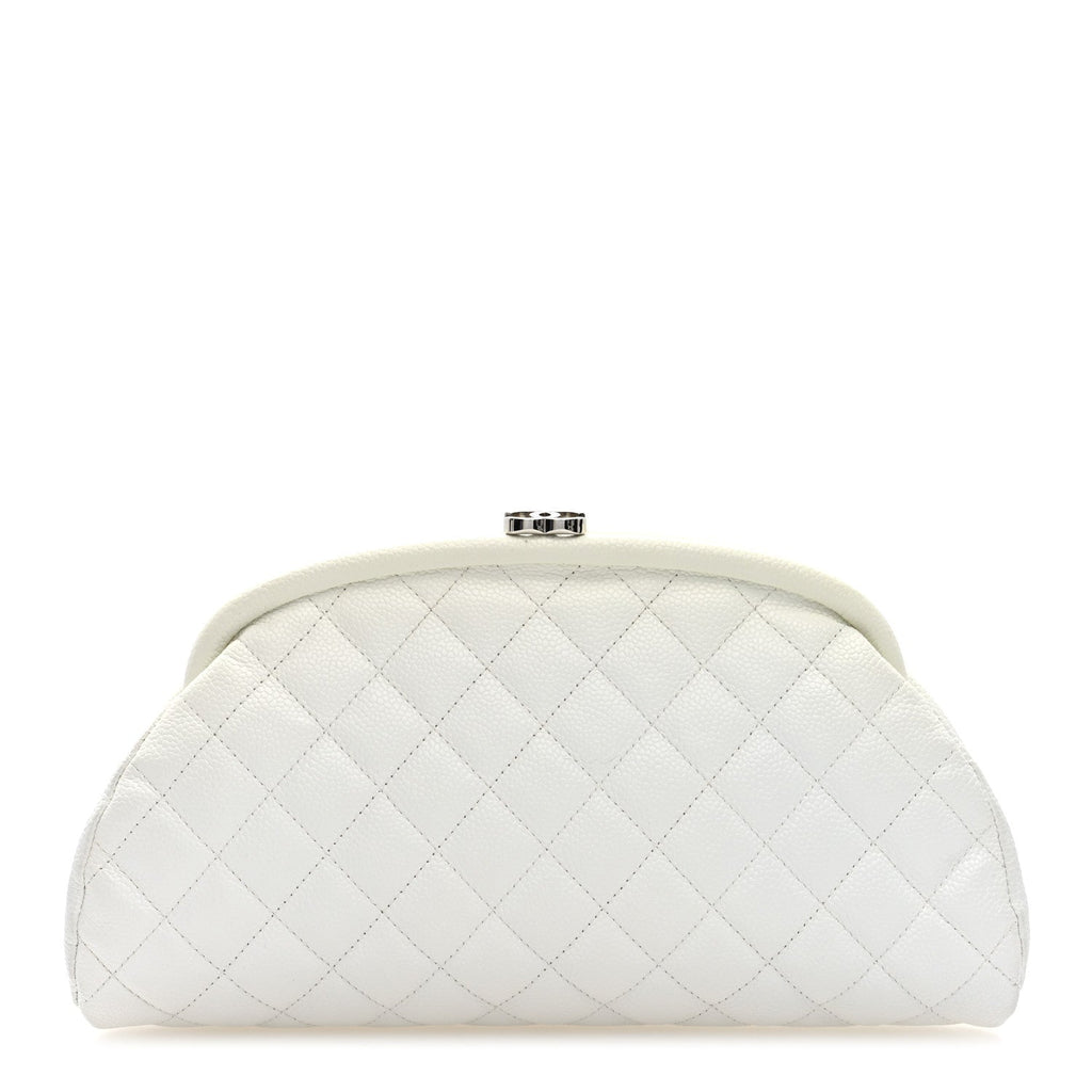Caviar Quilted Timeless Clutch White