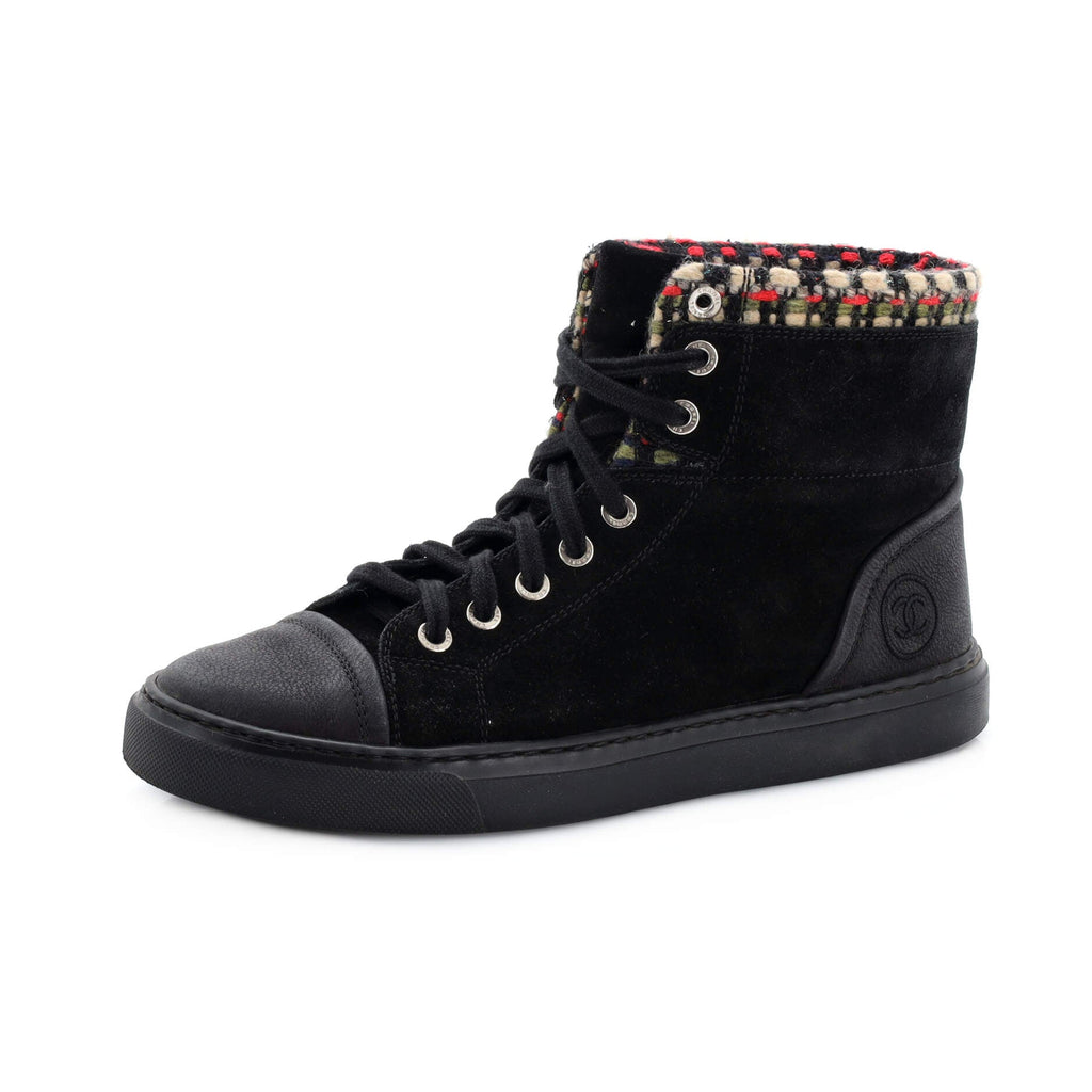 Women's High-Top Wedge Sneakers Suede with Tweed