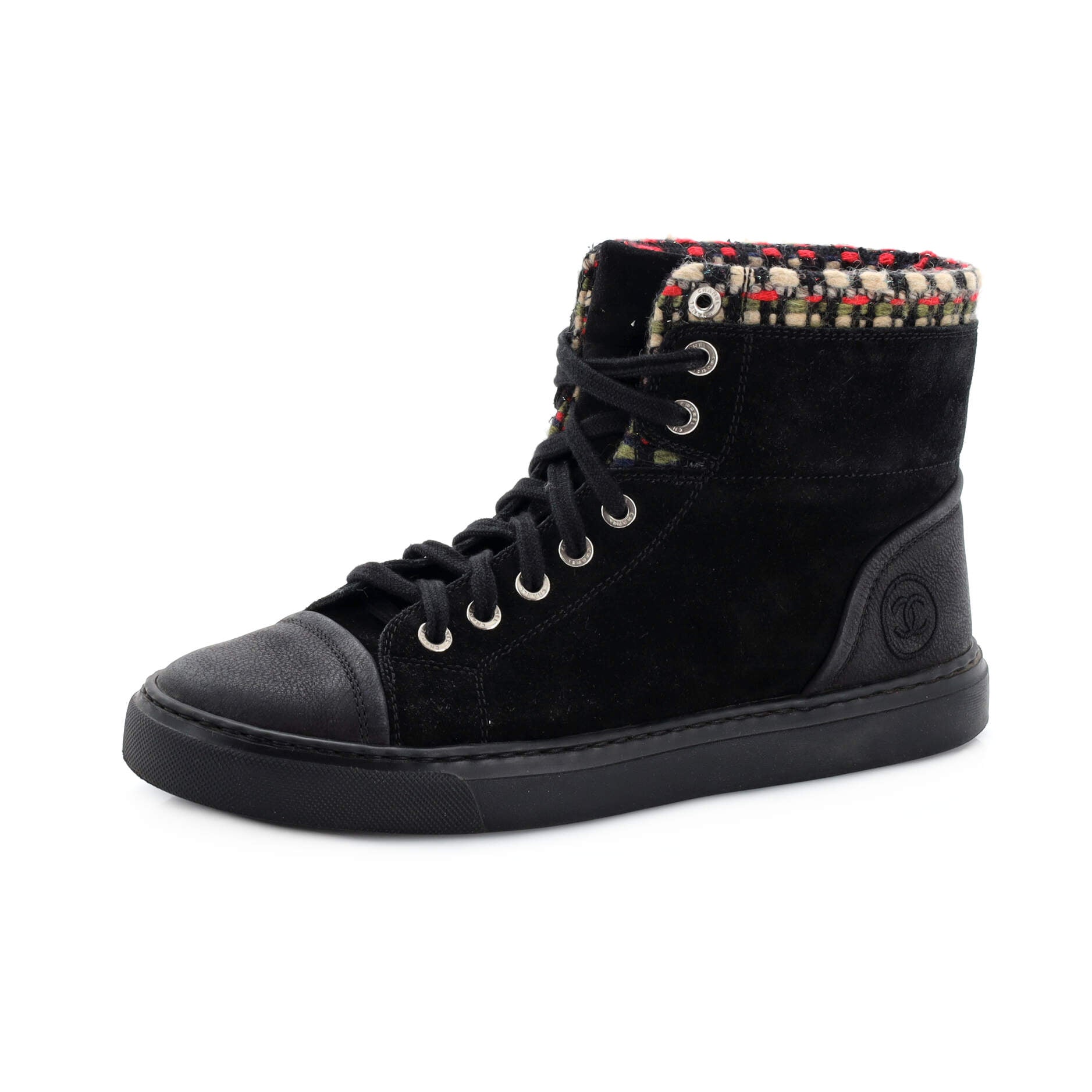 Women's High-Top Wedge Sneakers Suede with Tweed