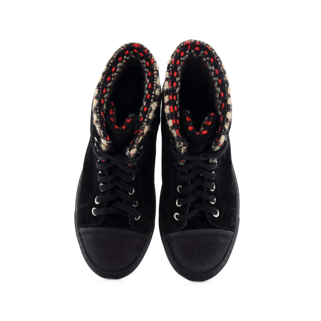 Women's High-Top Wedge Sneakers Suede with Tweed