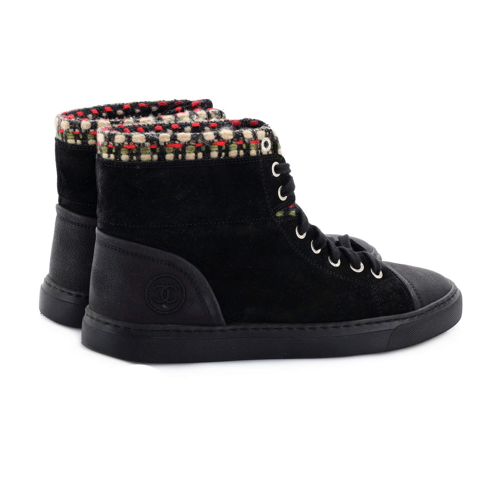 Women's High-Top Wedge Sneakers Suede with Tweed