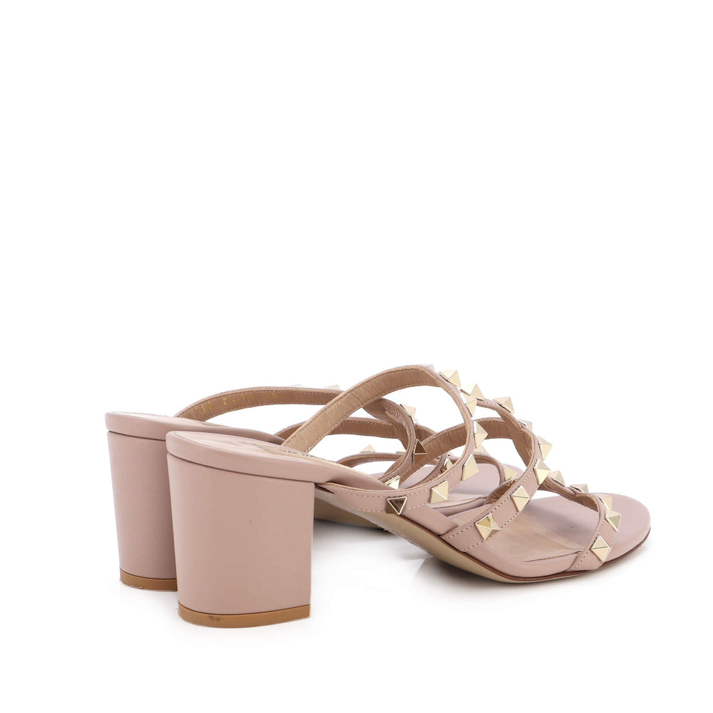 Women's Rockstud Block Heel Sandals Leather