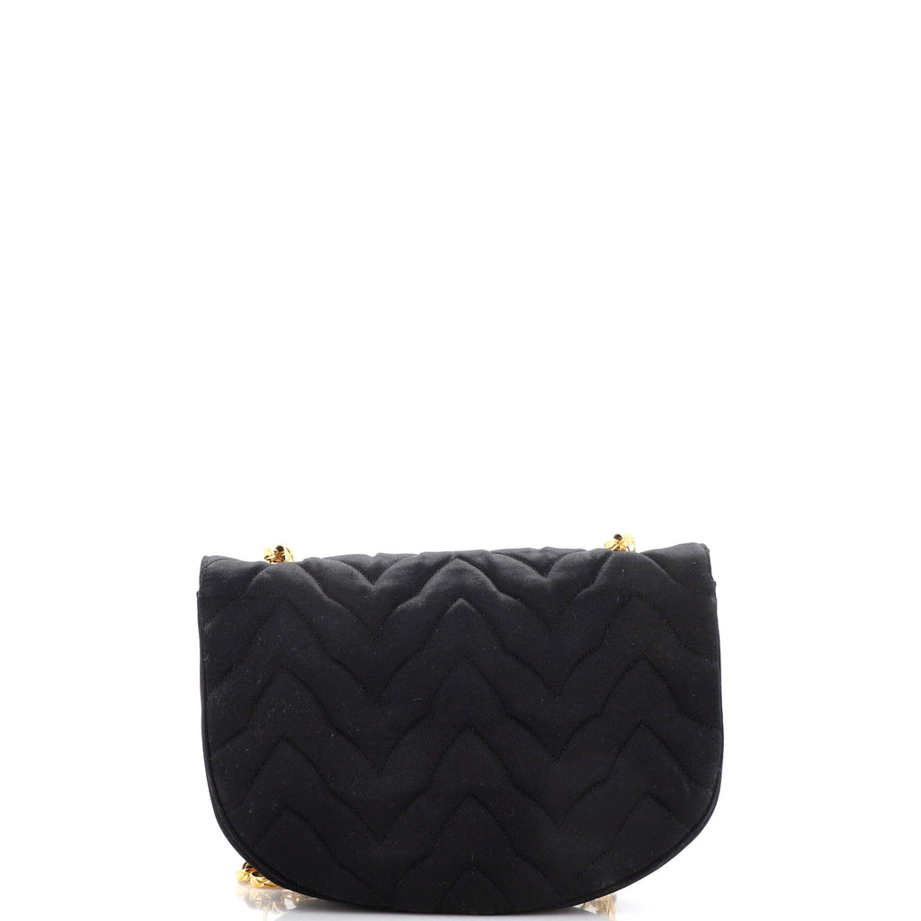 Vintage Round Flap Bag Chevron Satin Mini