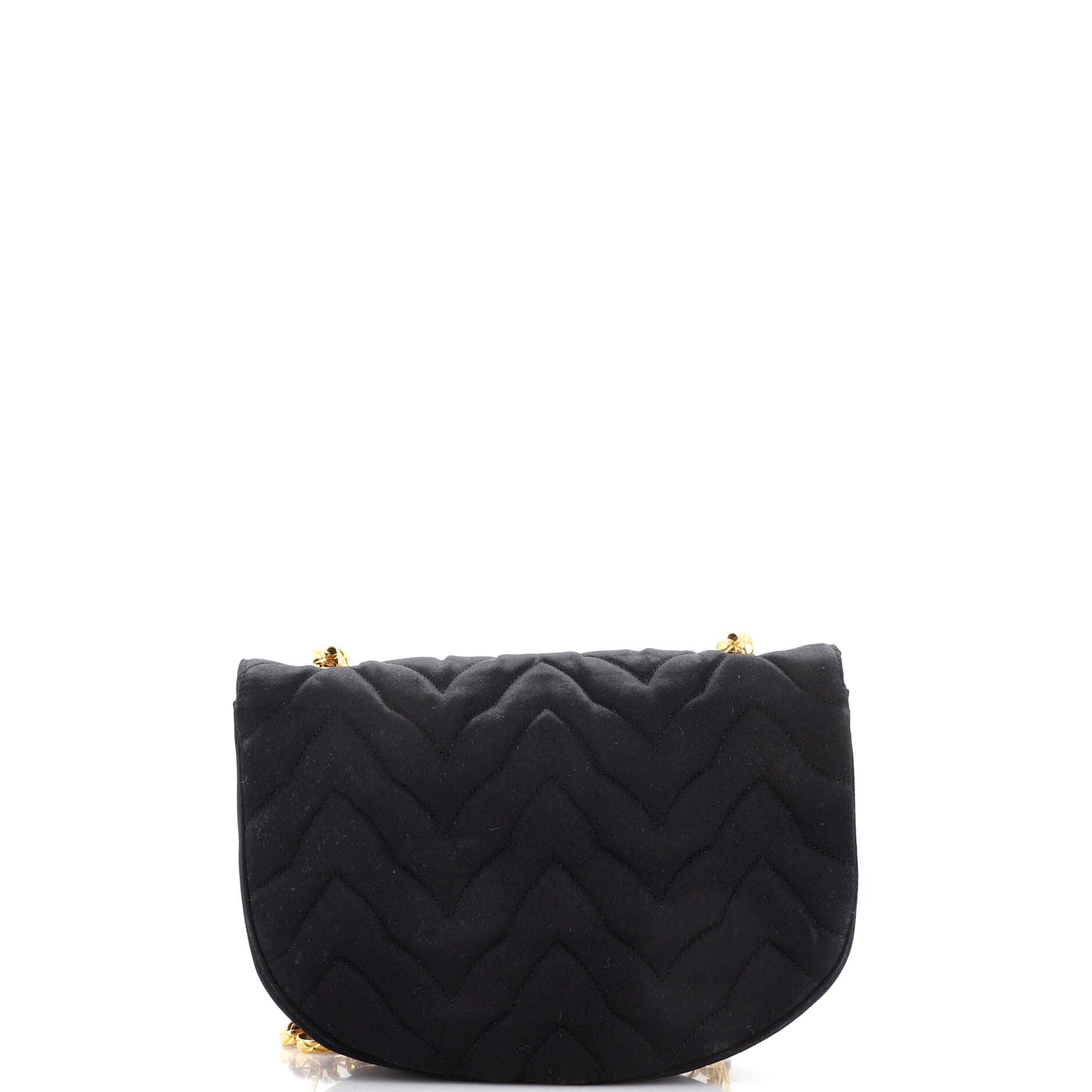 Vintage Round Flap Bag Chevron Satin Mini