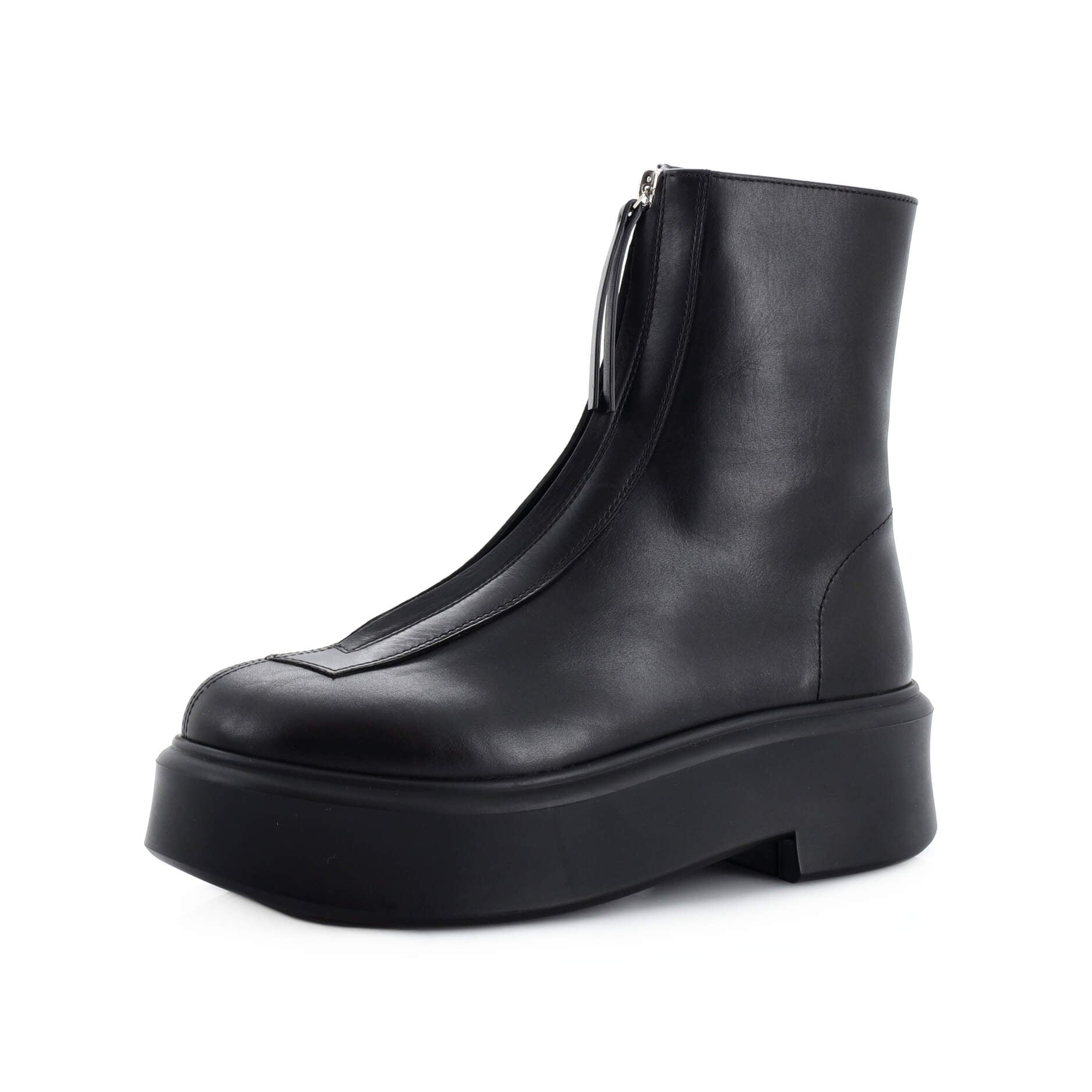 Women's Front Zip Combat Boots Leather