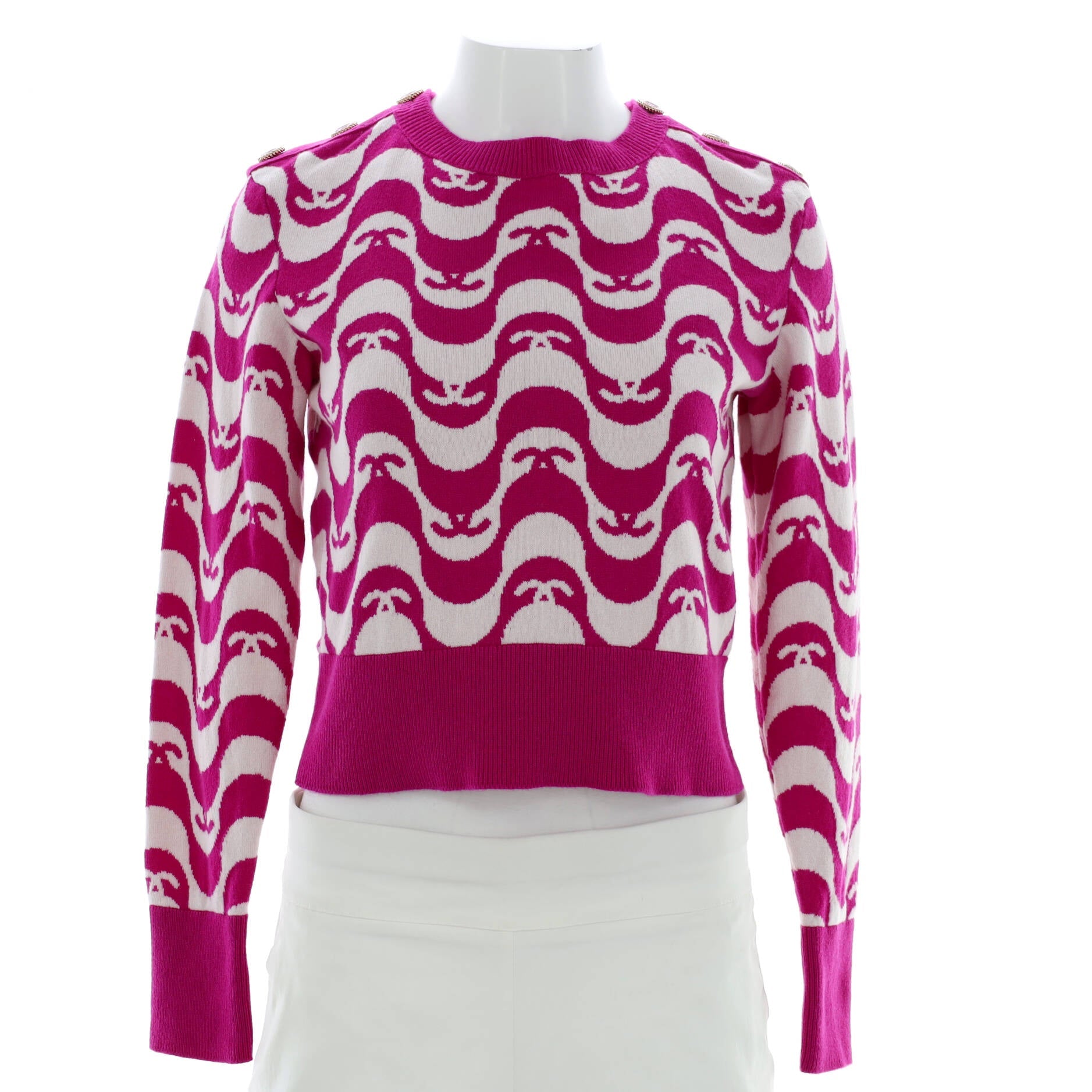 Women's CC Logo Button Crewneck Sweater Cashmere