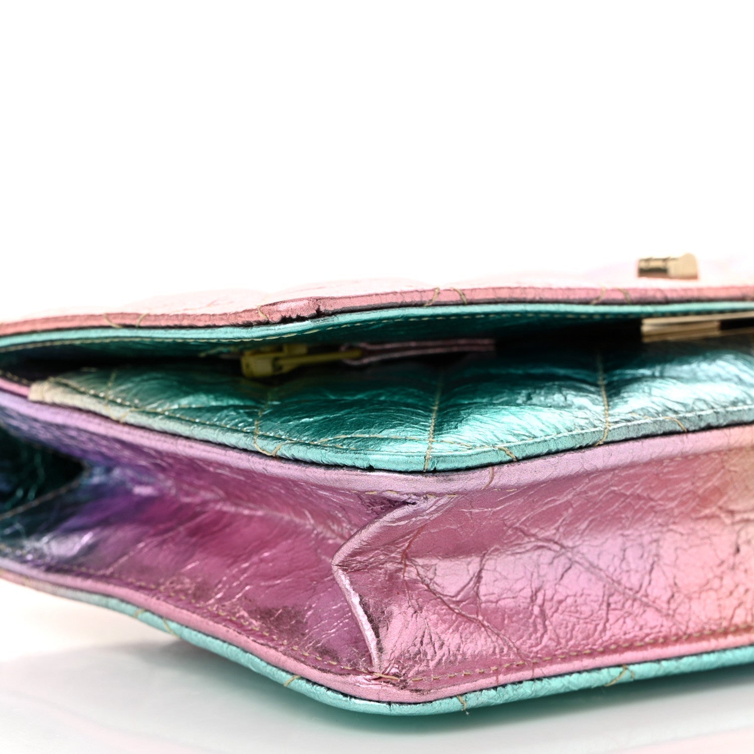 Metallic Goatskin Quilted 2.55 Reissue Wallet on Chain WOC Multicolor