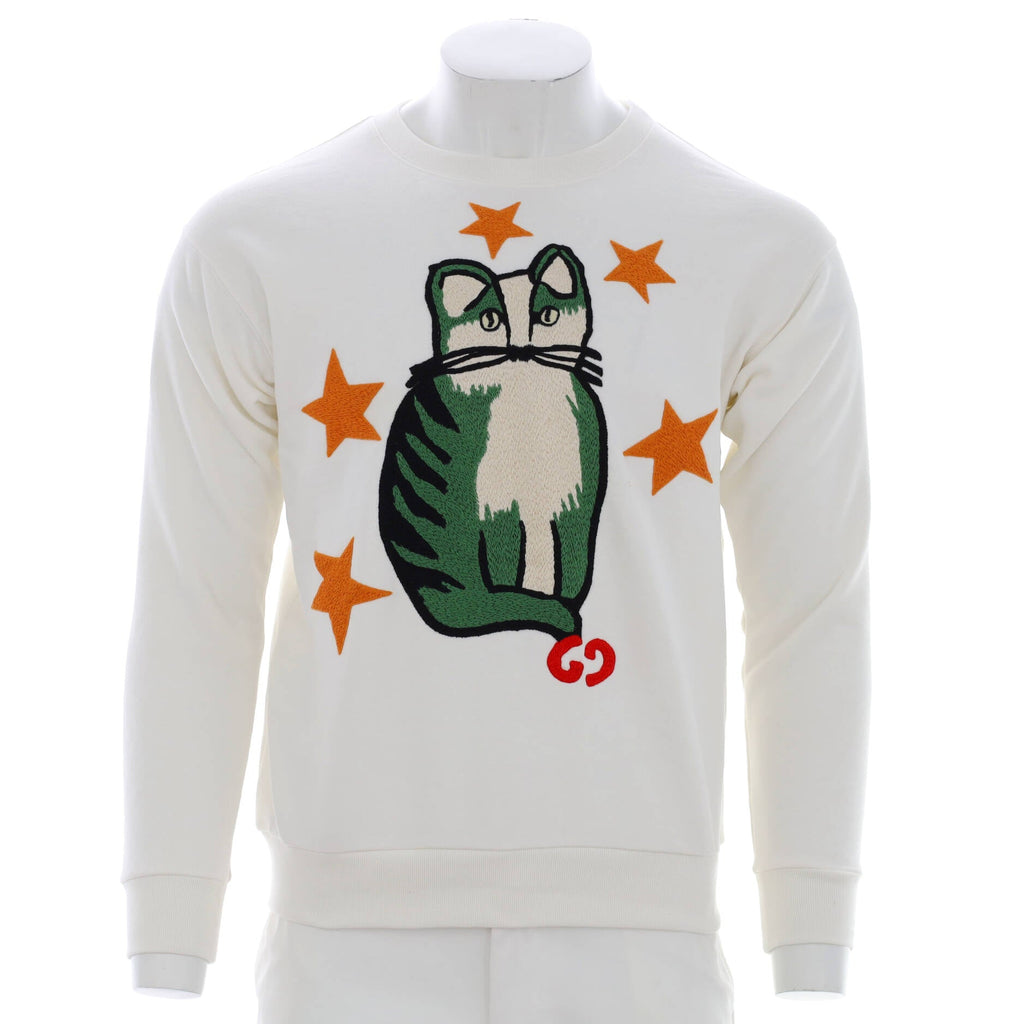 Women's Crewneck Sweater Embroidered Cotton Blend