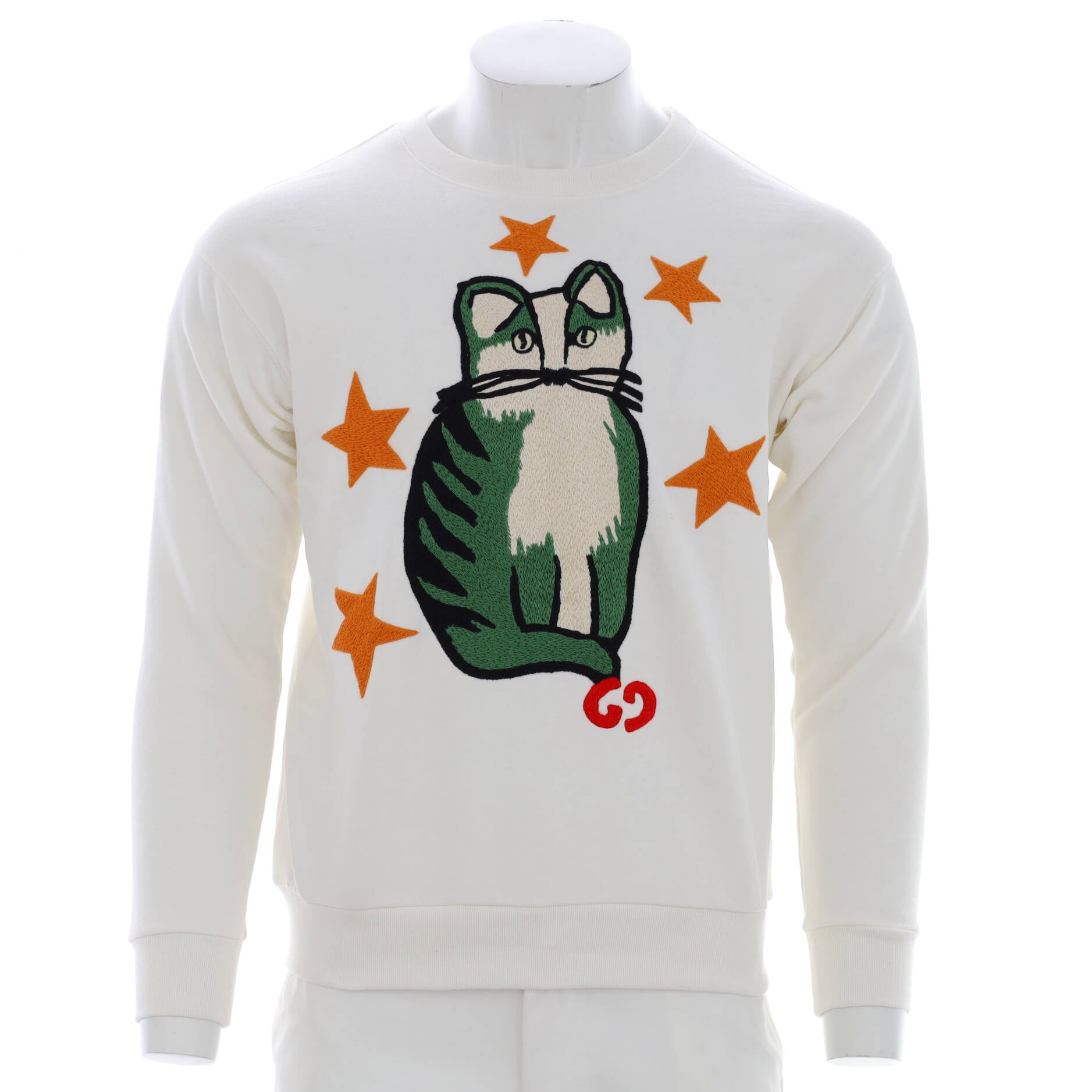 Women's Crewneck Sweater Embroidered Cotton Blend