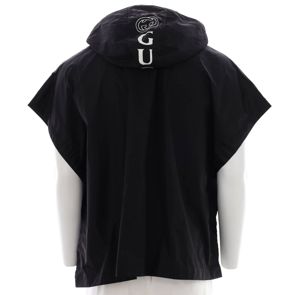 Men's Logo Hooded Poncho Printed Nylon