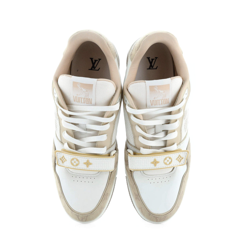 Men's LV Trainer Velcro Sneakers Monogram Denim and Leather with Mesh