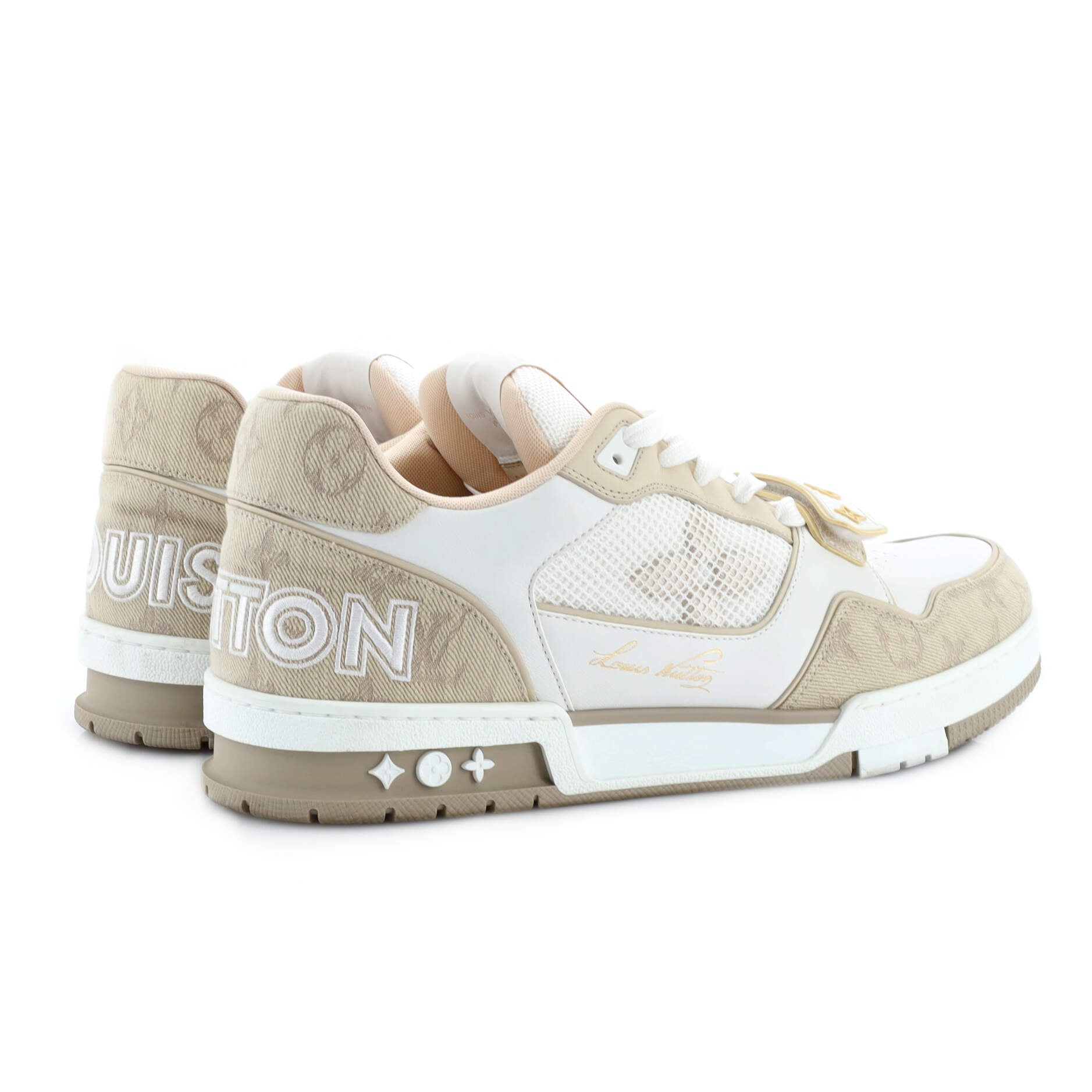 Men's LV Trainer Velcro Sneakers Monogram Denim and Leather with Mesh