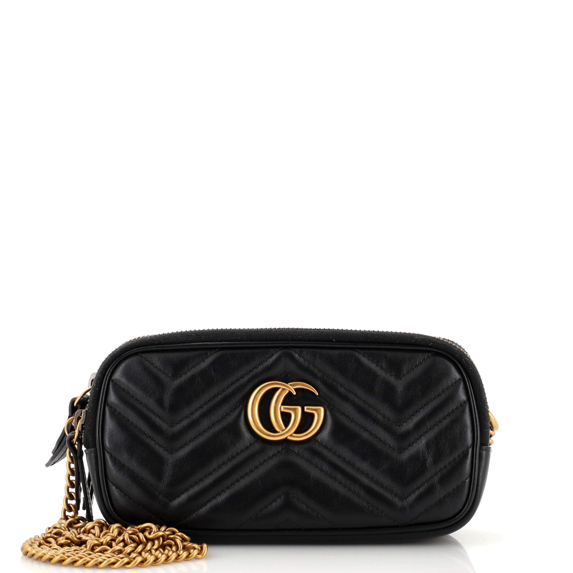 GG Marmont Triple Zip Chain Bag Matelasse Leather Mini