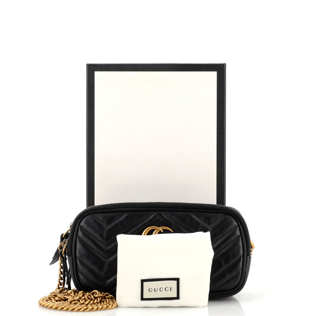 GG Marmont Triple Zip Chain Bag Matelasse Leather Mini