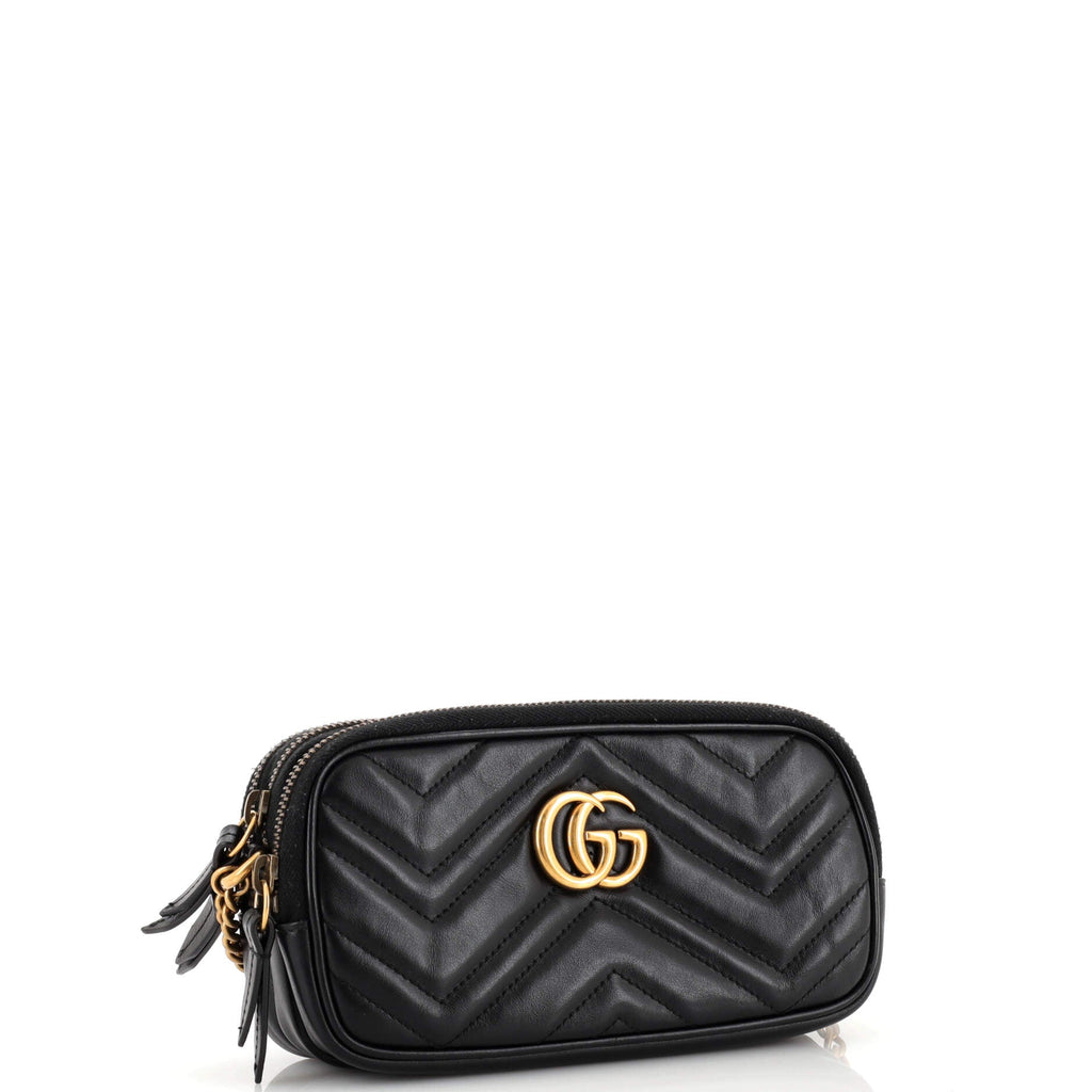 GG Marmont Triple Zip Chain Bag Matelasse Leather Mini