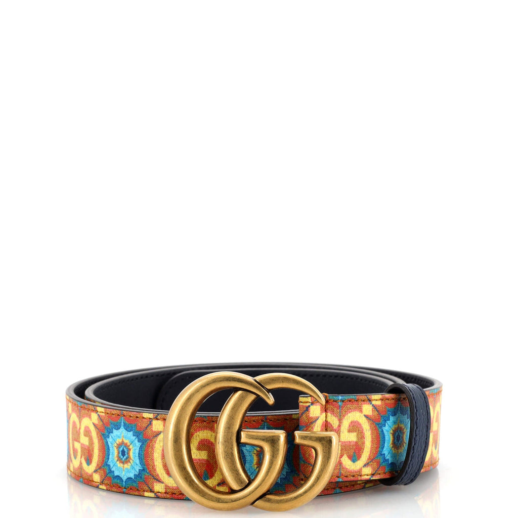 Aria 100th Anniversary GG Marmont Belt Kaleidoscope Print GG Coated Canvas Medium 90