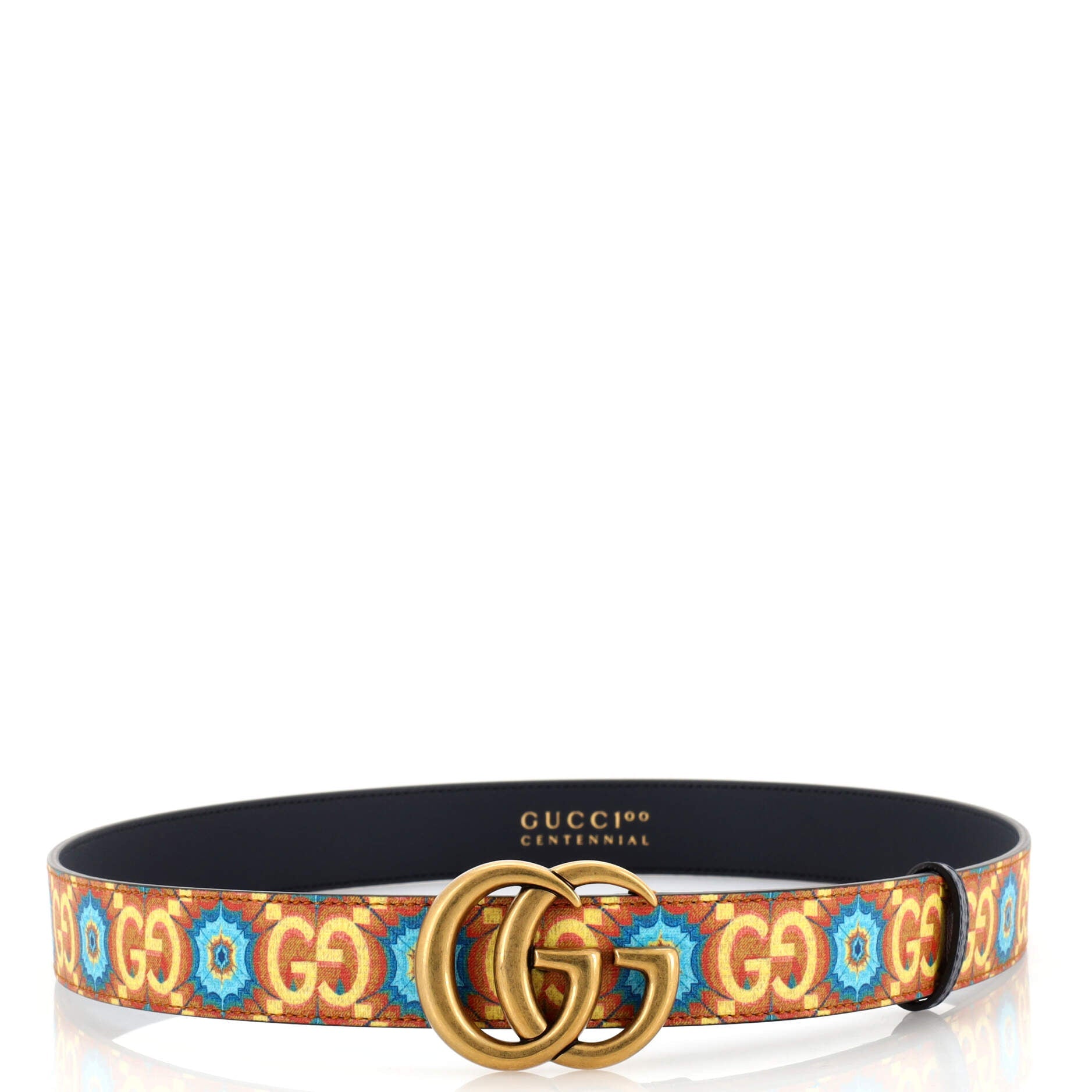 Aria 100th Anniversary GG Marmont Belt Kaleidoscope Print GG Coated Canvas Medium 90