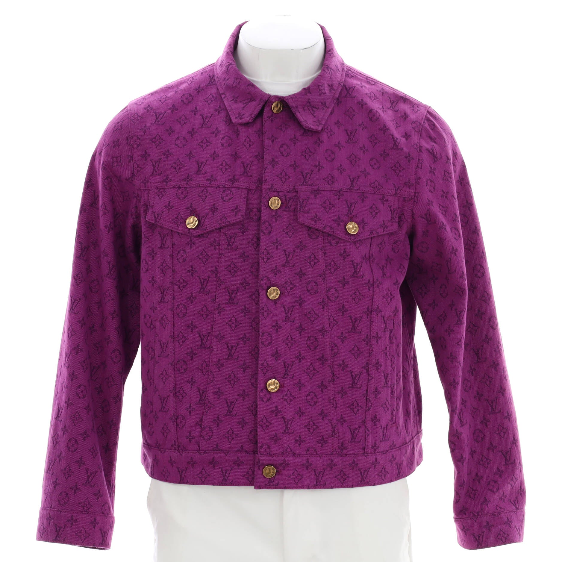 Men's Button Up Jacket Monogram Denim