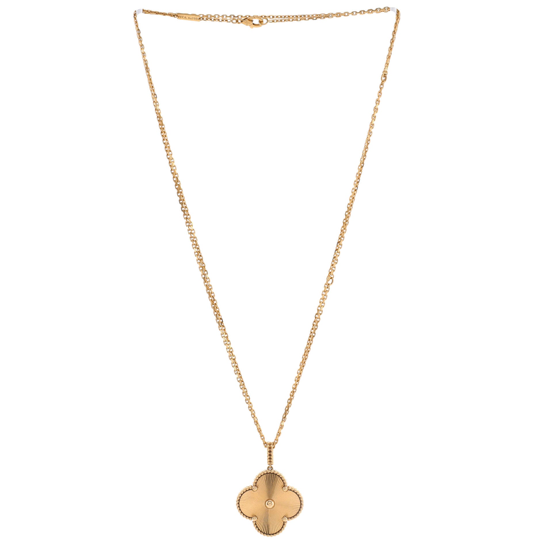 Magic Alhambra Pendant Necklace Guilloche 18K Yellow Gold