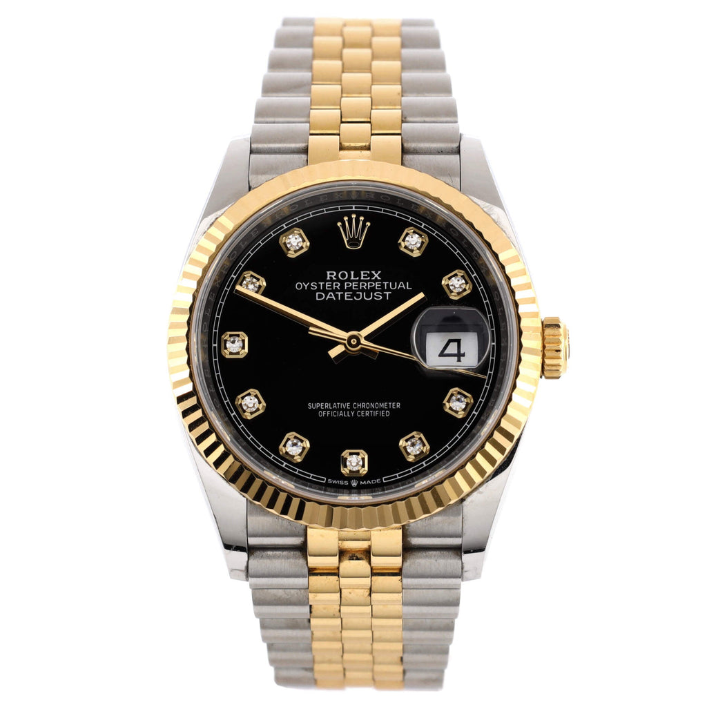 Oyster Perpetual Datejust Automatic Watch Stainless Steel and Yellow Gold with Diamond Markers 36