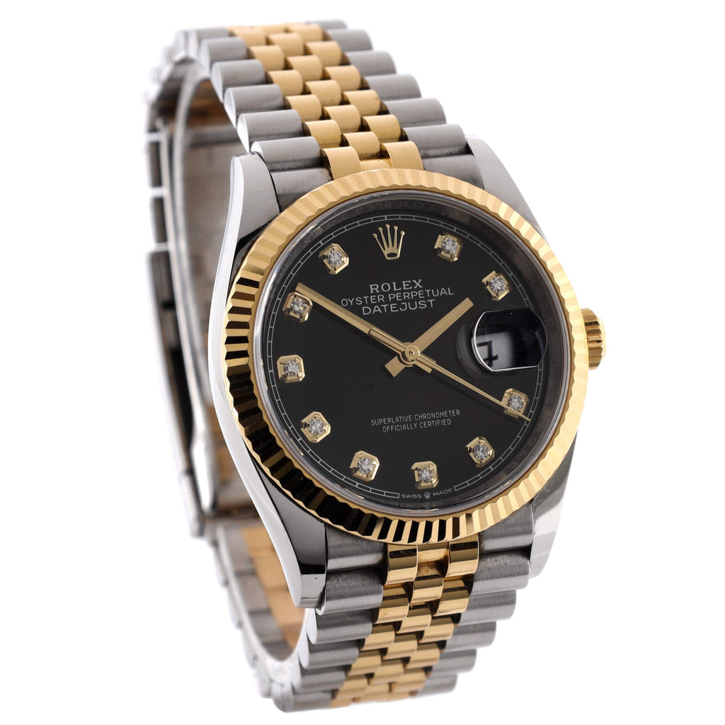 Oyster Perpetual Datejust Automatic Watch Stainless Steel and Yellow Gold with Diamond Markers 36
