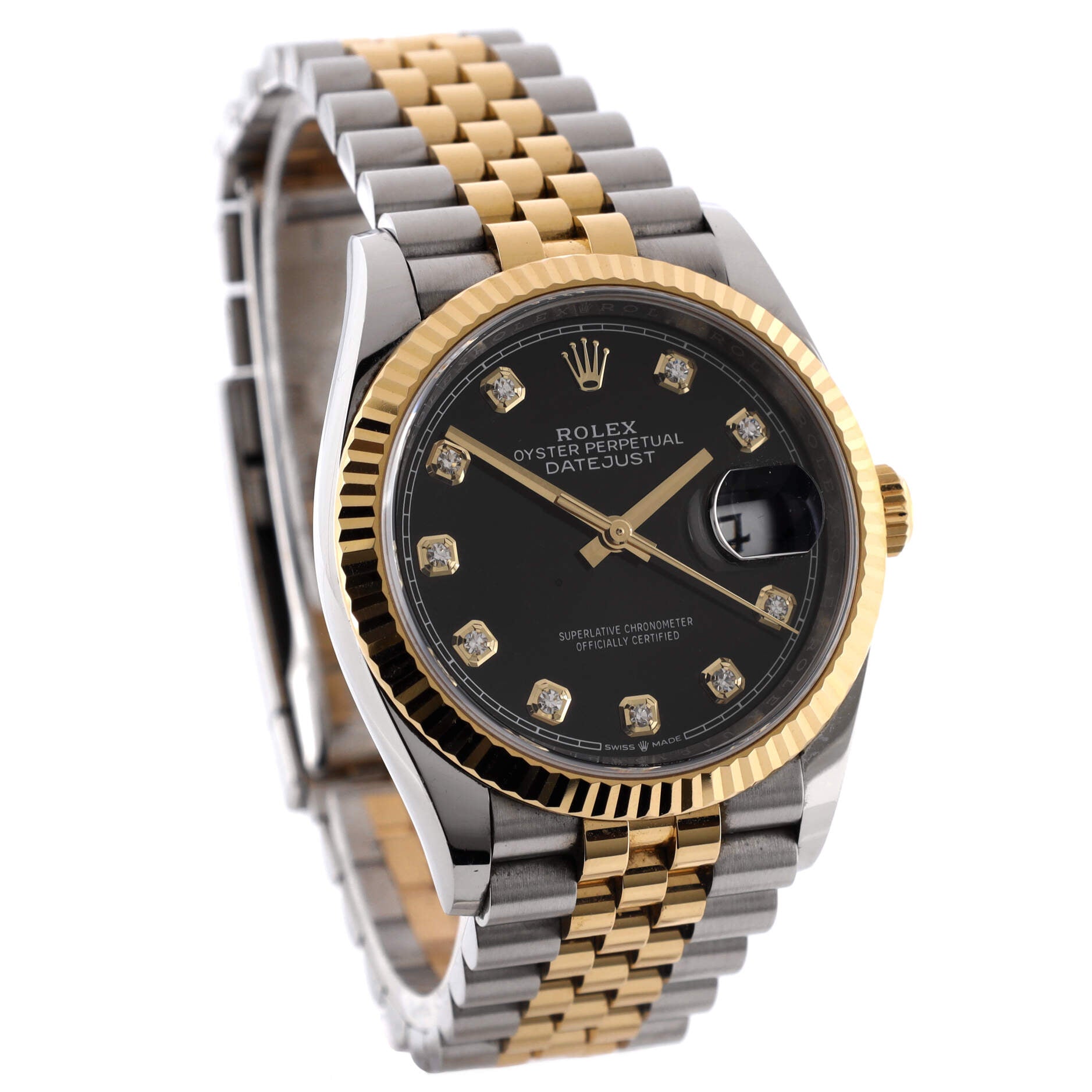 Oyster Perpetual Datejust Automatic Watch Stainless Steel and Yellow Gold with Diamond Markers 36