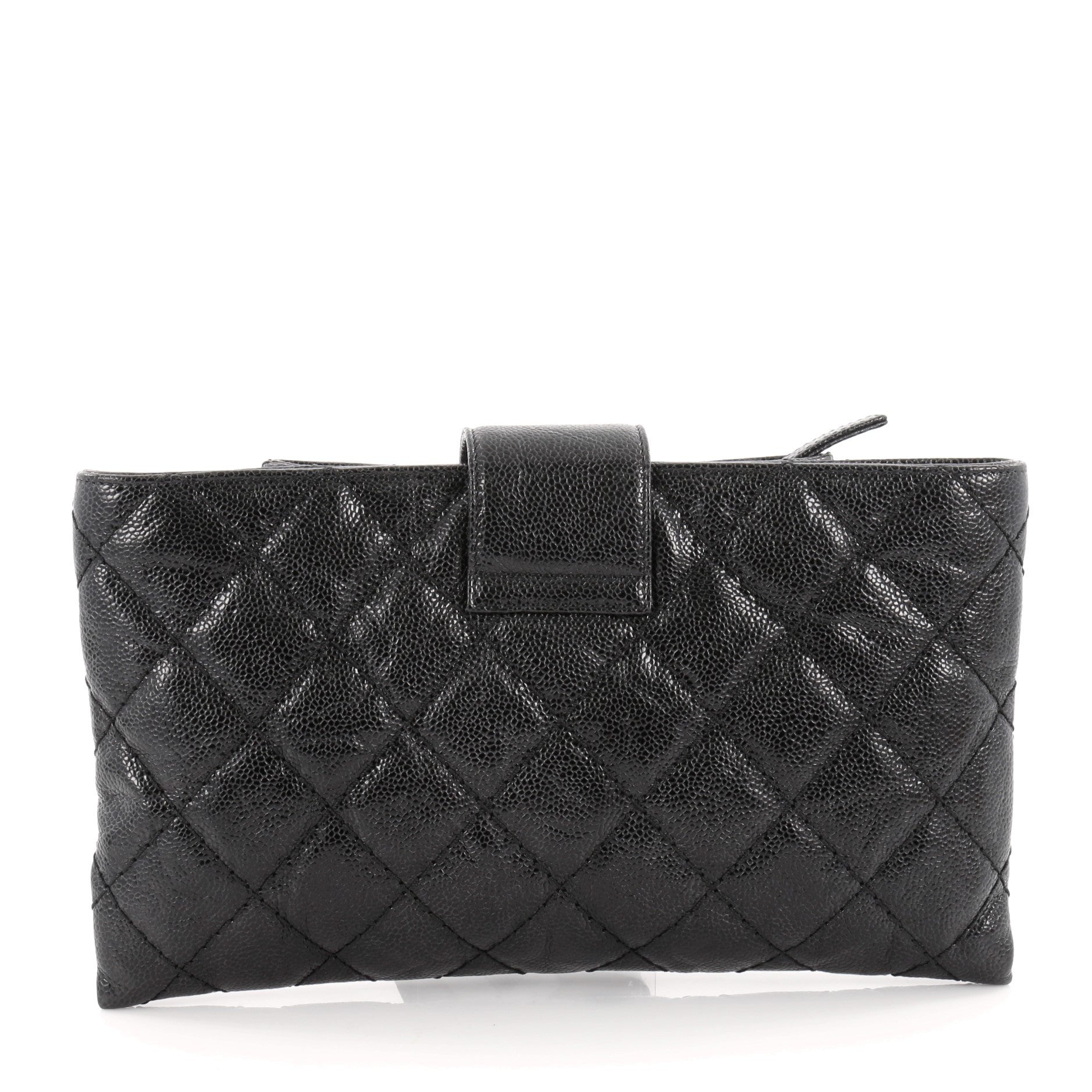 Coco Pleats Clutch Quilted Glazed Caviar