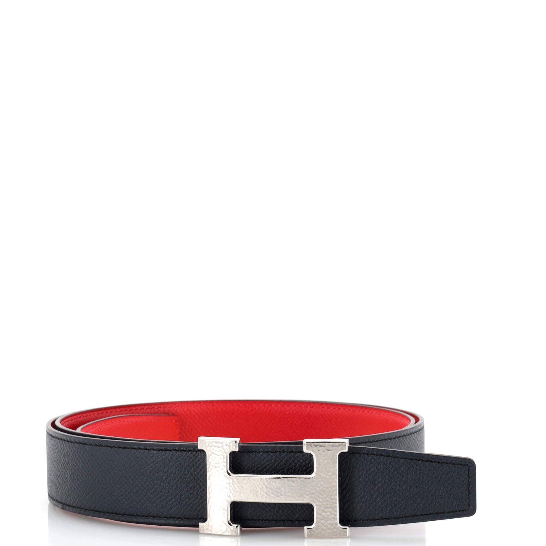 Constance Martelee H Reversible Belt Leather with Hammered Hardware Medium 110