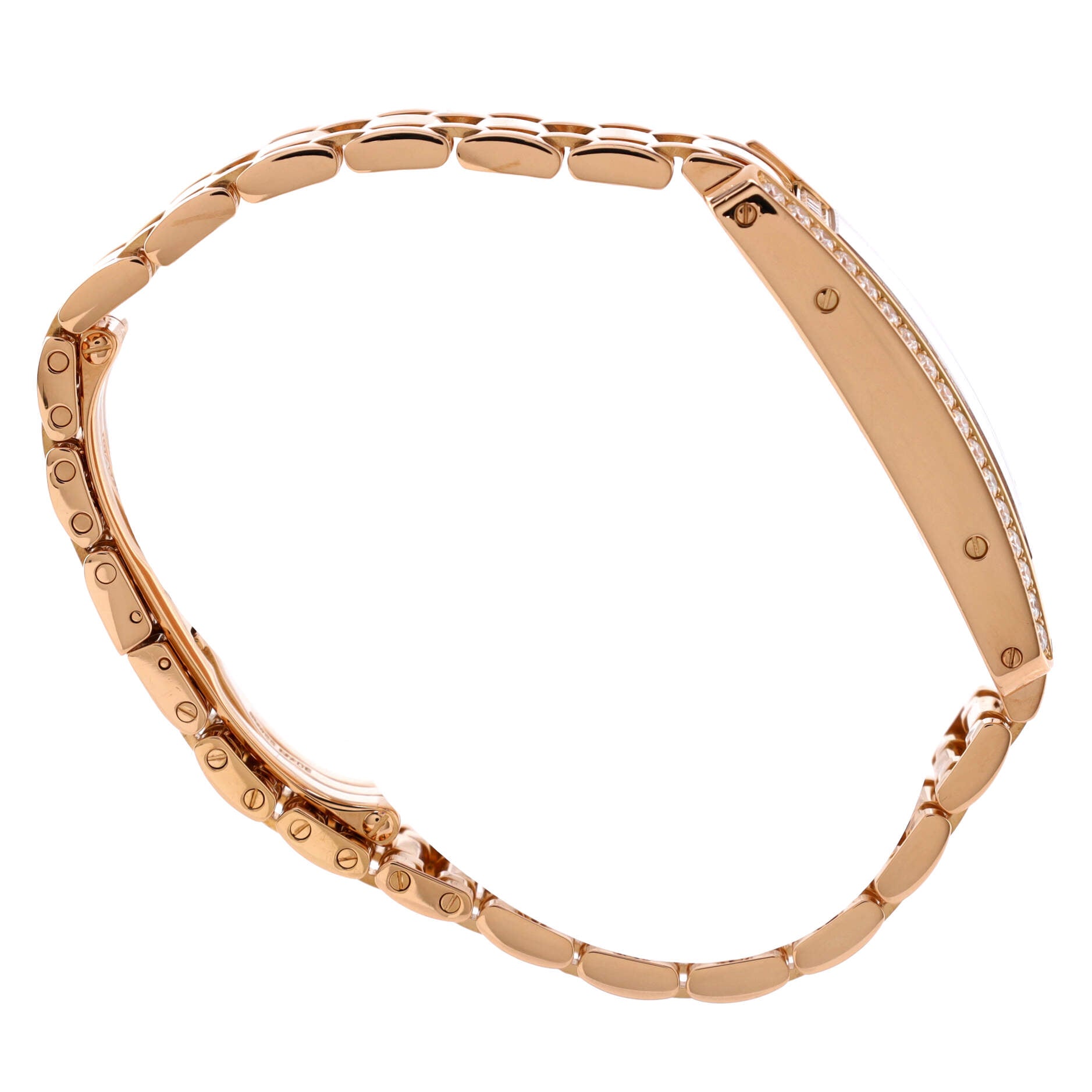Tank Americaine Quartz Watch Rose Gold with Diamond Bezel 19