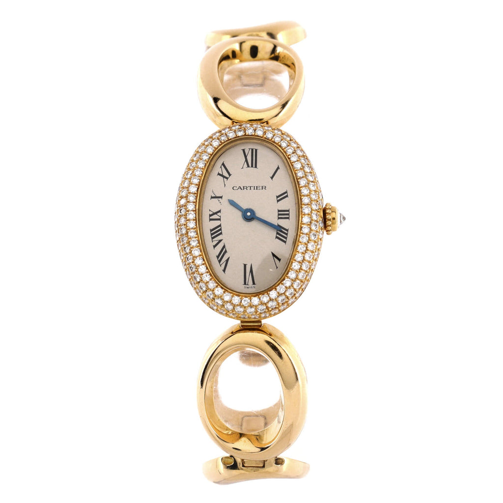 Baignoire Link Quartz Watch Yellow Gold with Diamond Bezel 20