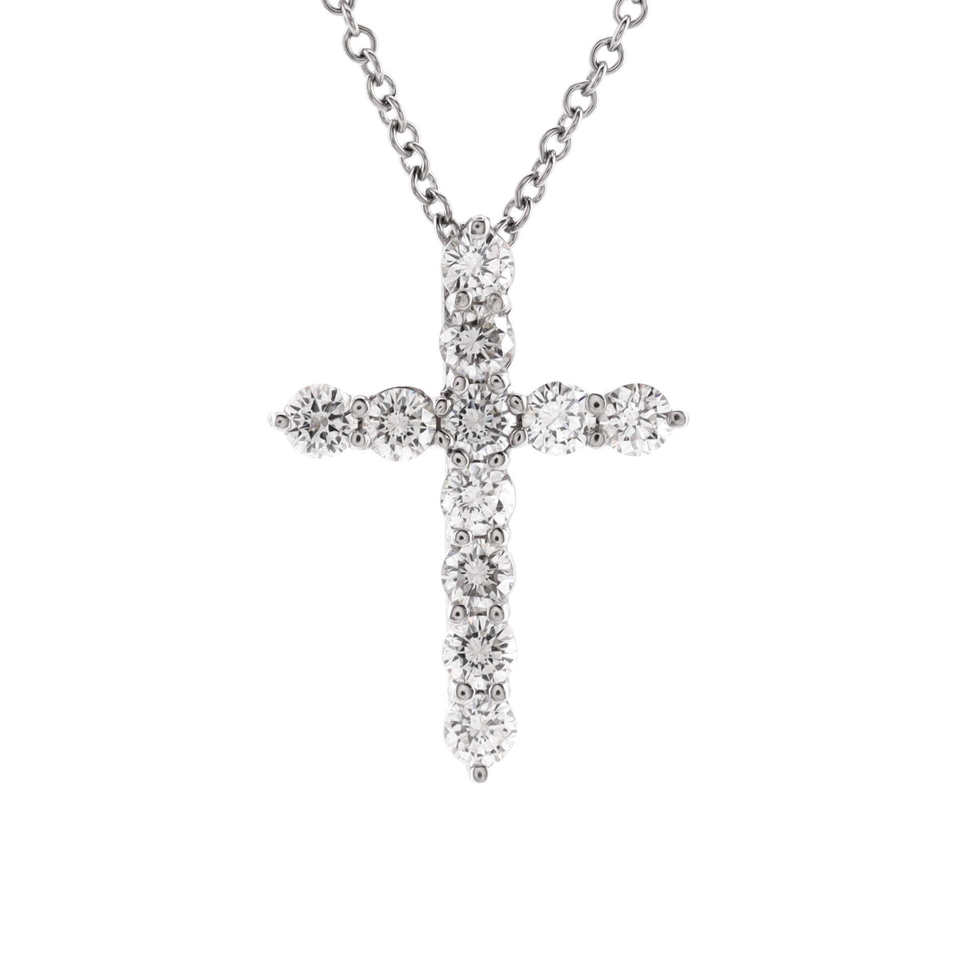 Cross Pendant Necklace Platinum and Diamonds Small