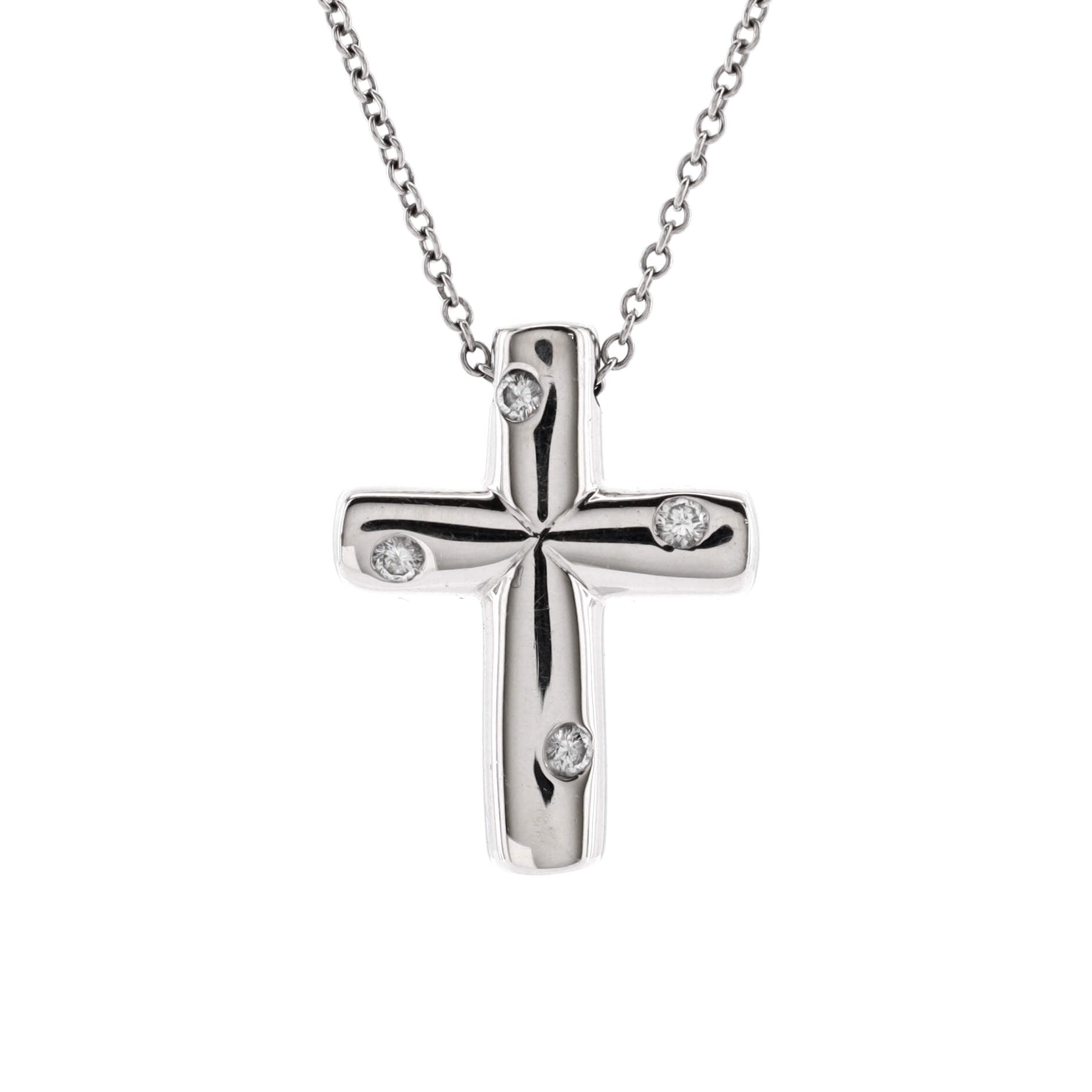 Etoile Cross Pendant Necklace Platinum with Diamonds