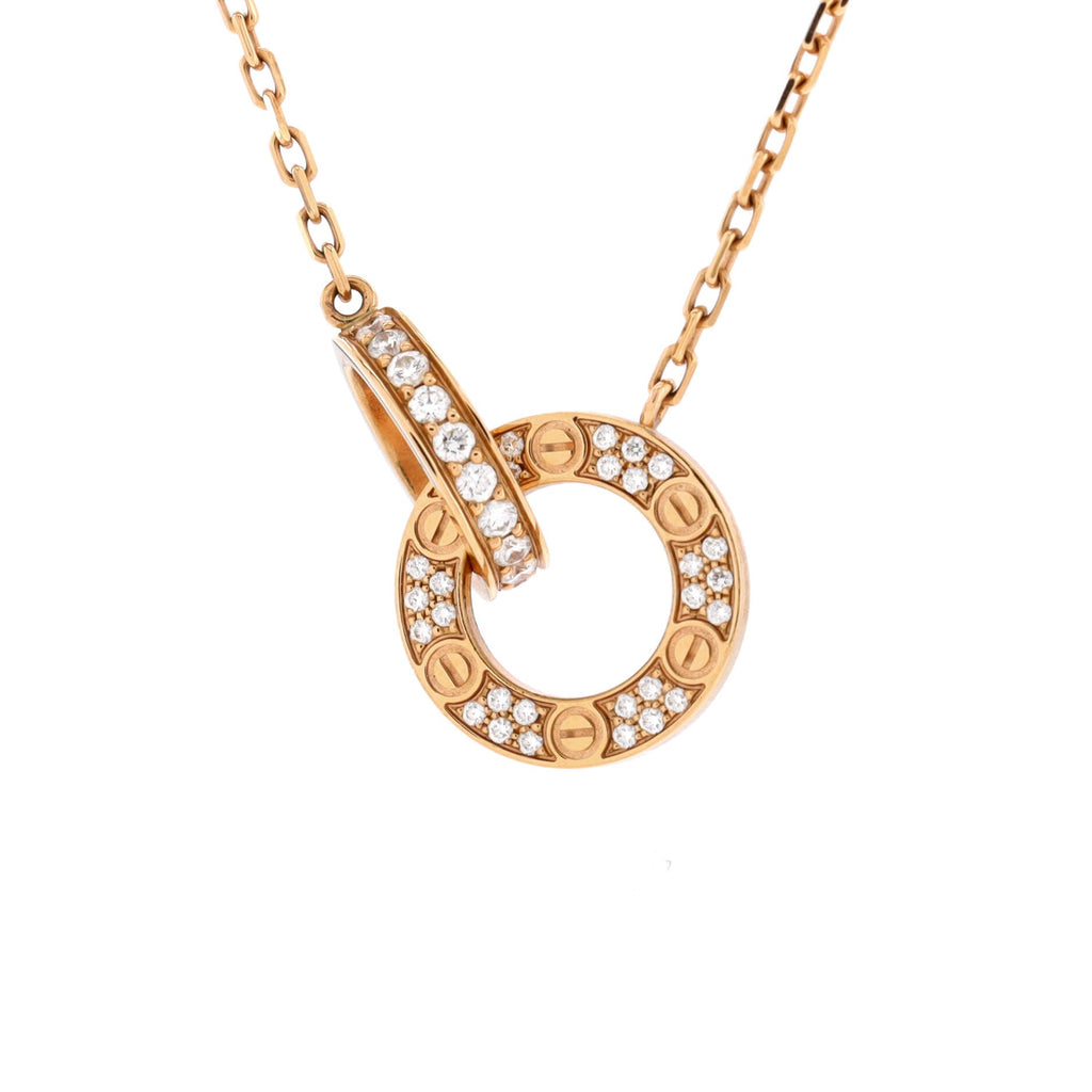 Love Interlocking Pave Necklace 18K Rose Gold and Diamonds