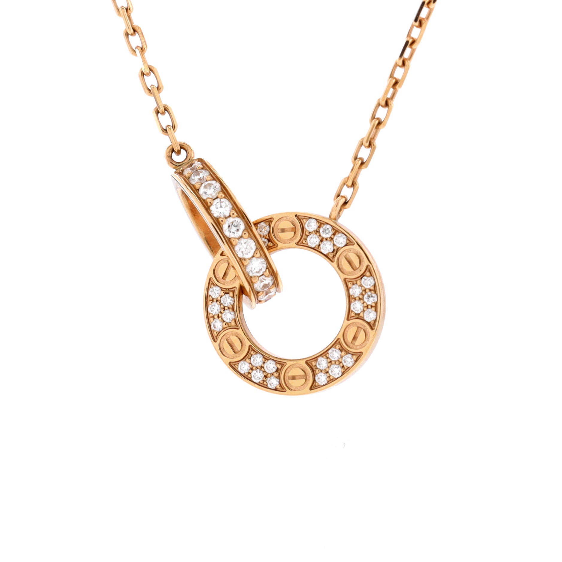 Love Interlocking Pave Necklace 18K Rose Gold and Diamonds