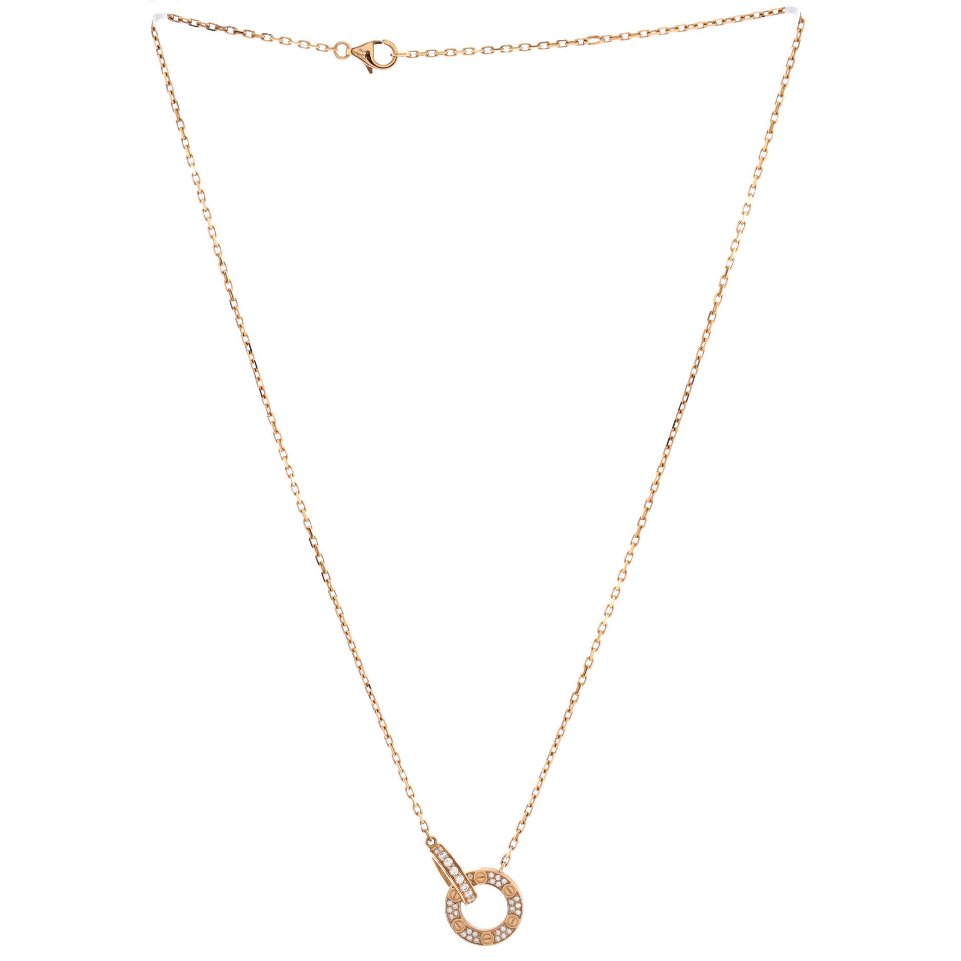 Love Interlocking Pave Necklace 18K Rose Gold and Diamonds