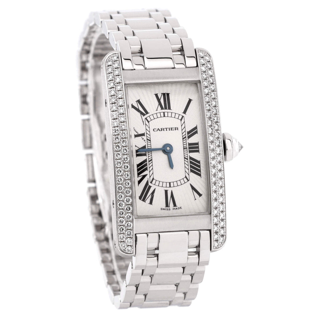 Tank Americaine Quartz Watch White Gold with Two Row Diamond Bezel 19